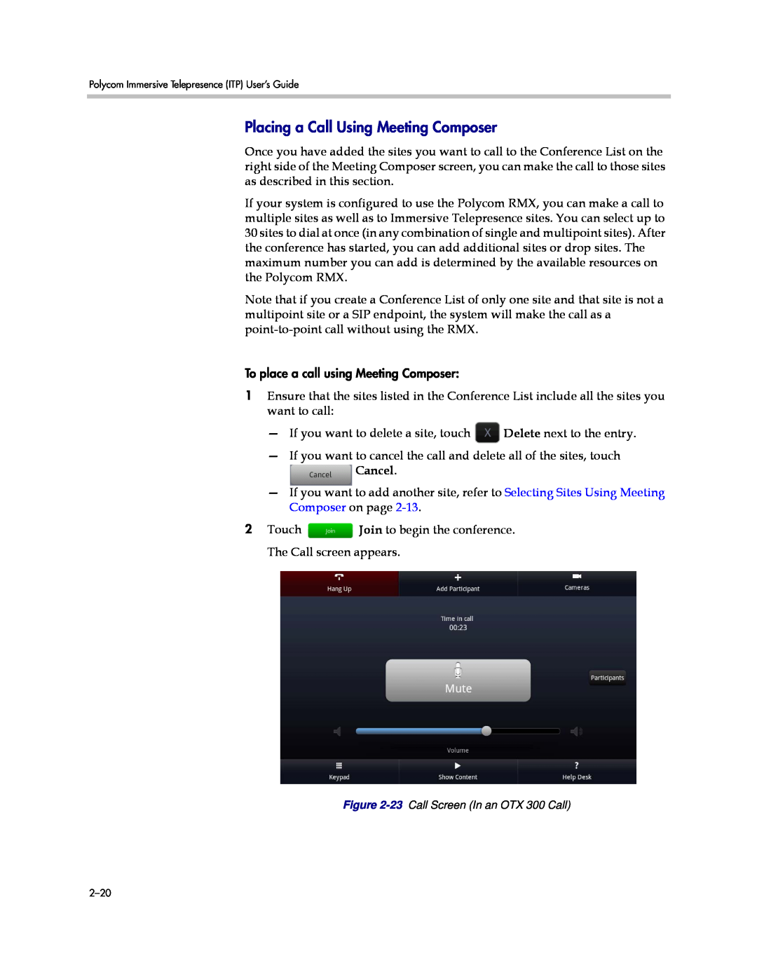 Polycom A, 3725-63211-002 manual Placing a Call Using Meeting Composer, To place a call using Meeting Composer 
