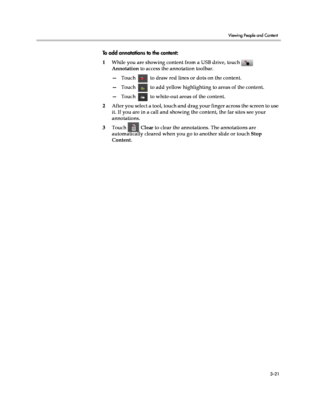 Polycom 3725-63211-002, A manual To add annotations to the content 