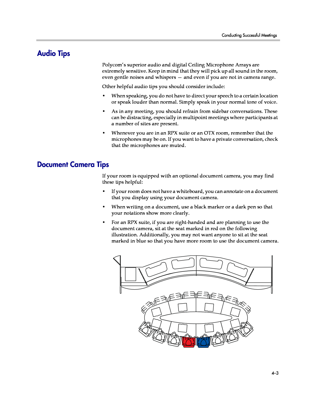 Polycom 3725-63211-002 manual Audio Tips, Document Camera Tips 