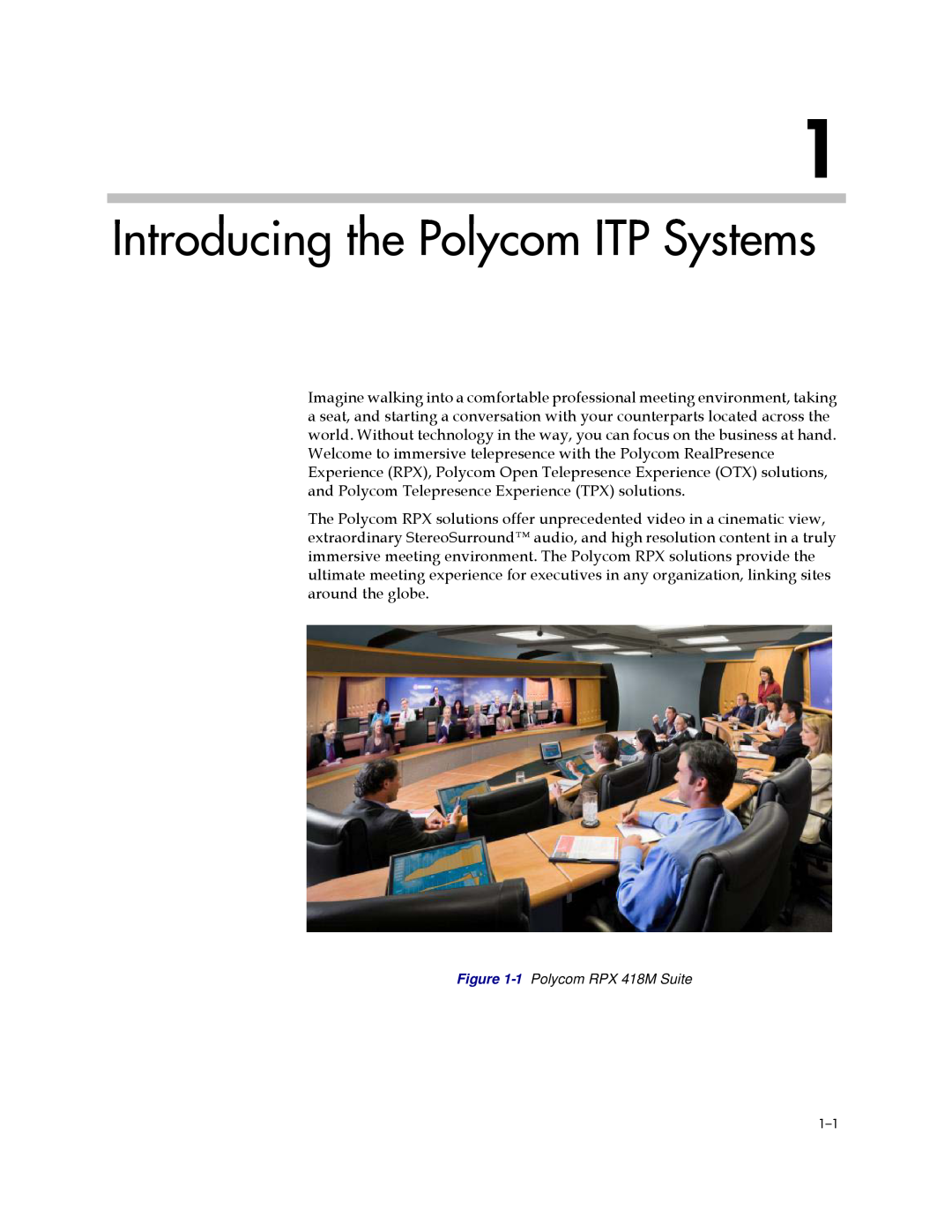 Polycom 3725-63211-002, A manual Introducing the Polycom ITP Systems, 1 Polycom RPX 418M Suite 