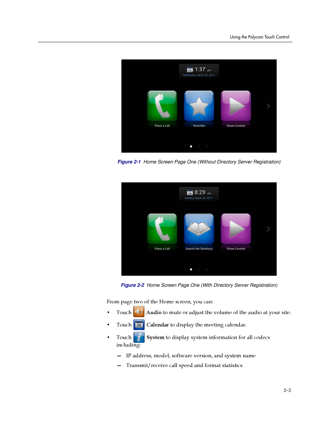 Polycom 3725-63211-002, A manual 1Home Screen Page One Without Directory Server Registration 