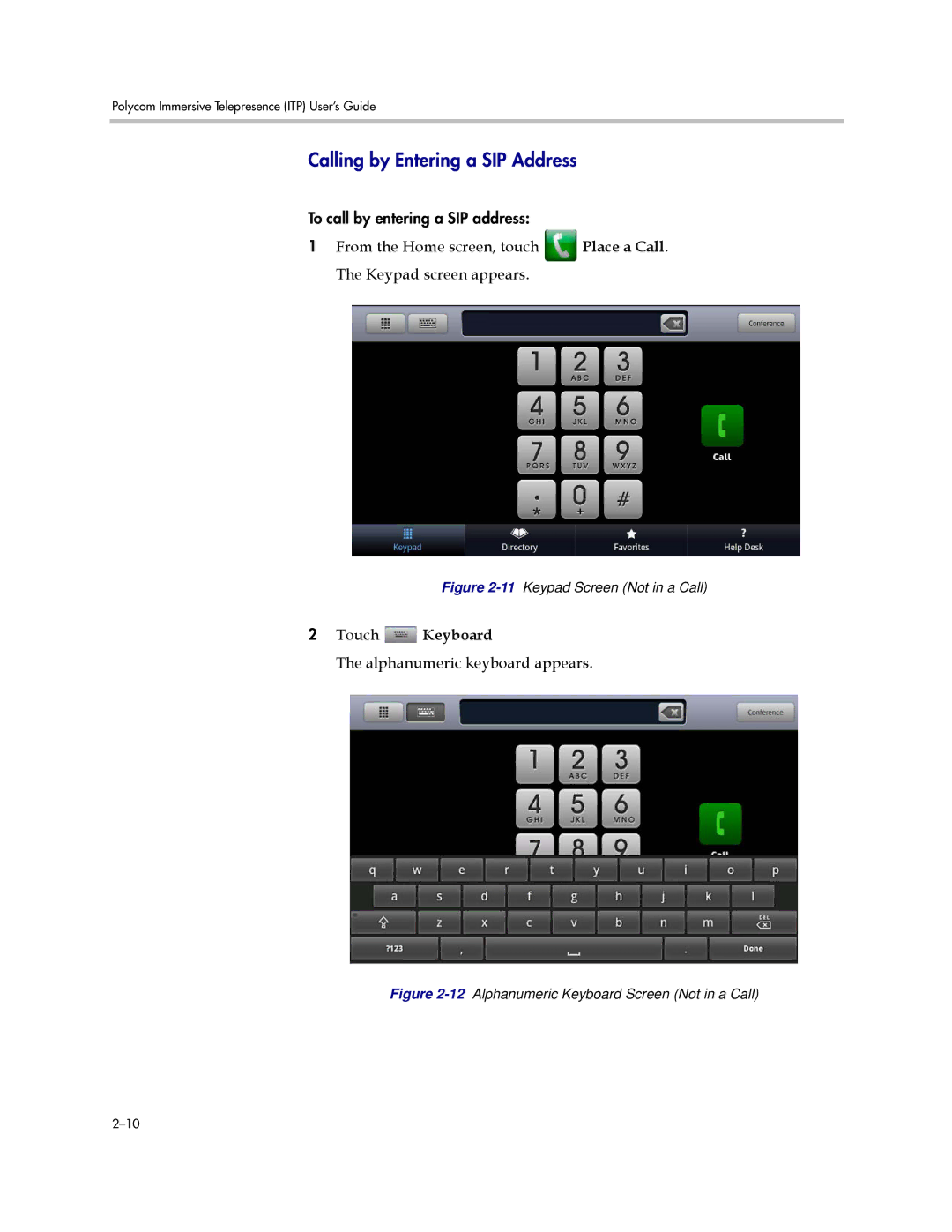 Polycom 3725-63211-002 manual Calling by Entering a SIP Address, Touch Keyboard 