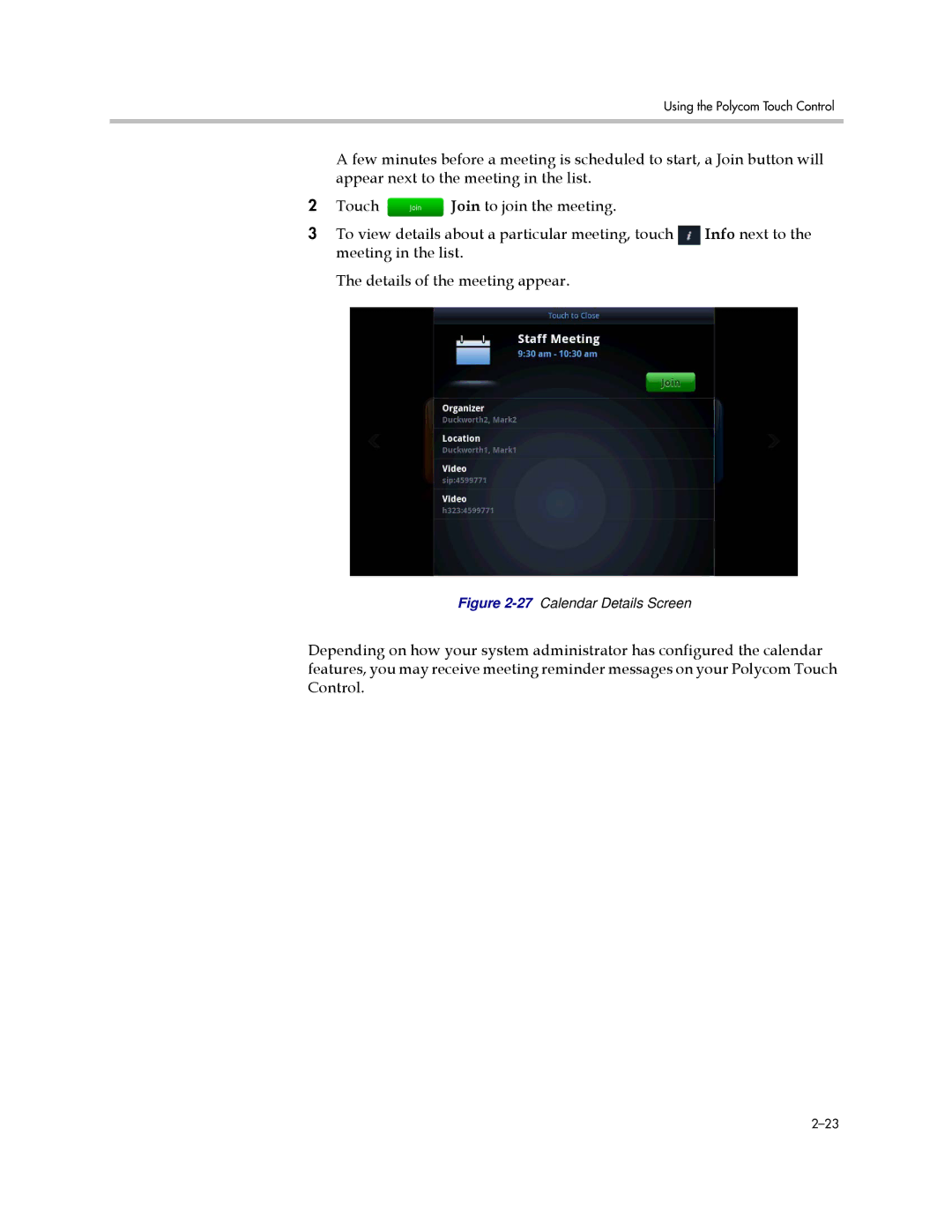 Polycom 3725-63211-002, A manual 27Calendar Details Screen 