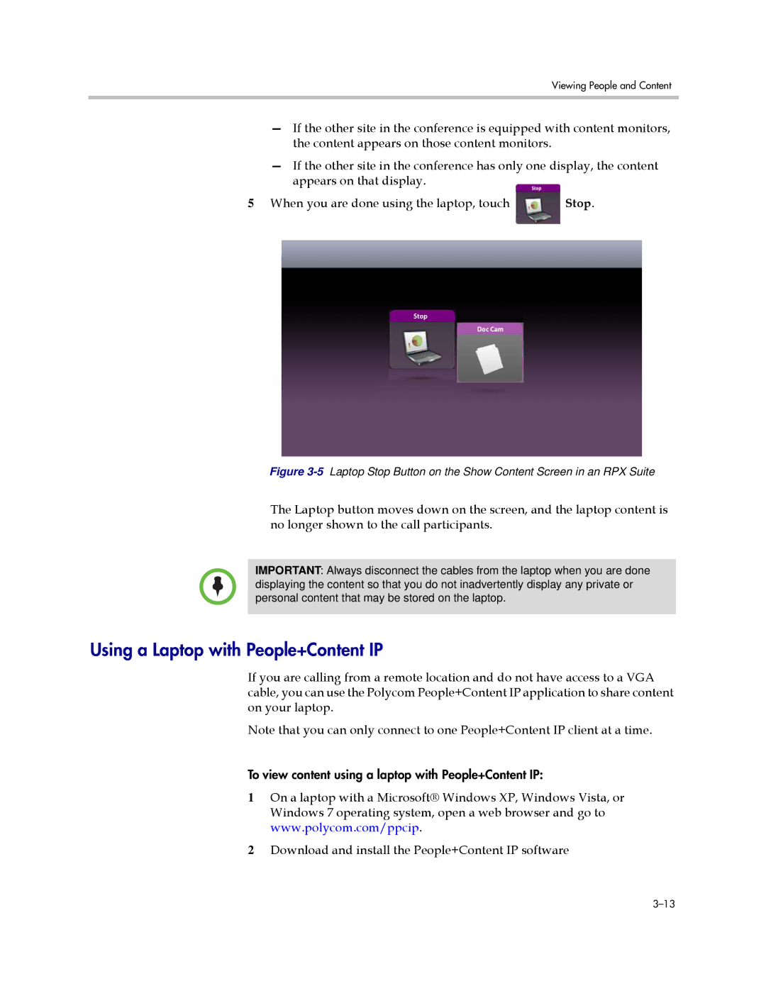 Polycom 3725-63211-002, A manual Using a Laptop with People+Content IP 