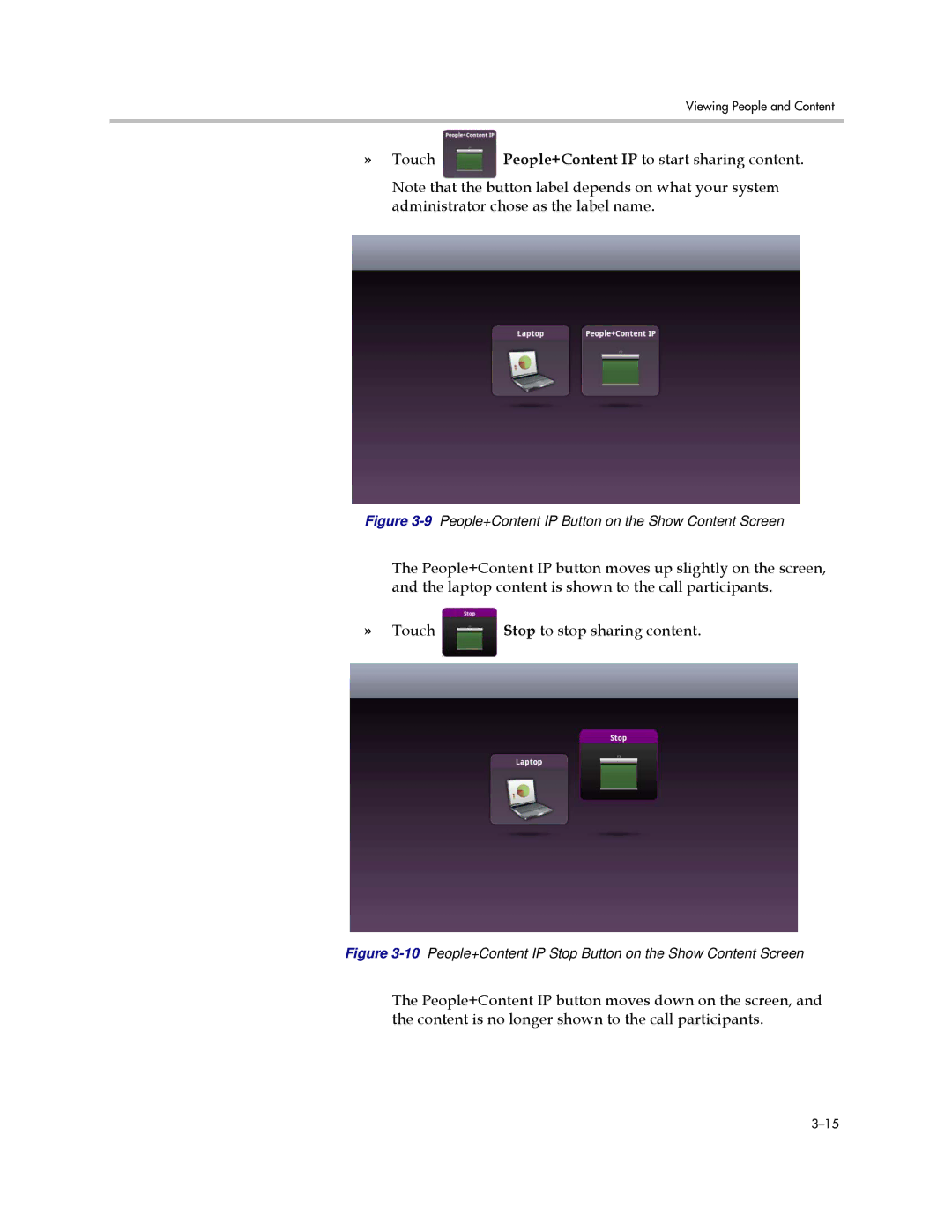 Polycom 3725-63211-002, A manual 9People+Content IP Button on the Show Content Screen 