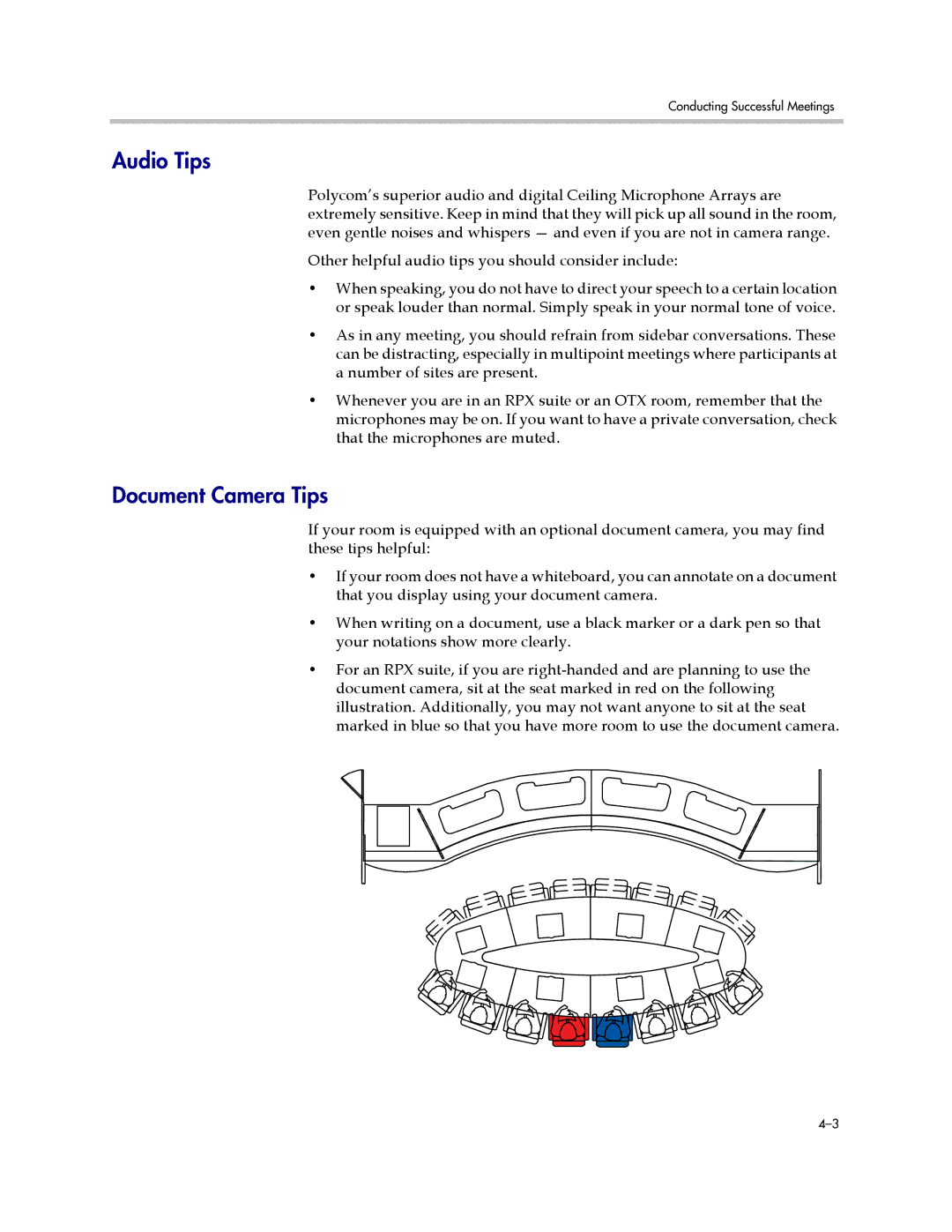 Polycom 3725-63211-002 manual Audio Tips, Document Camera Tips 