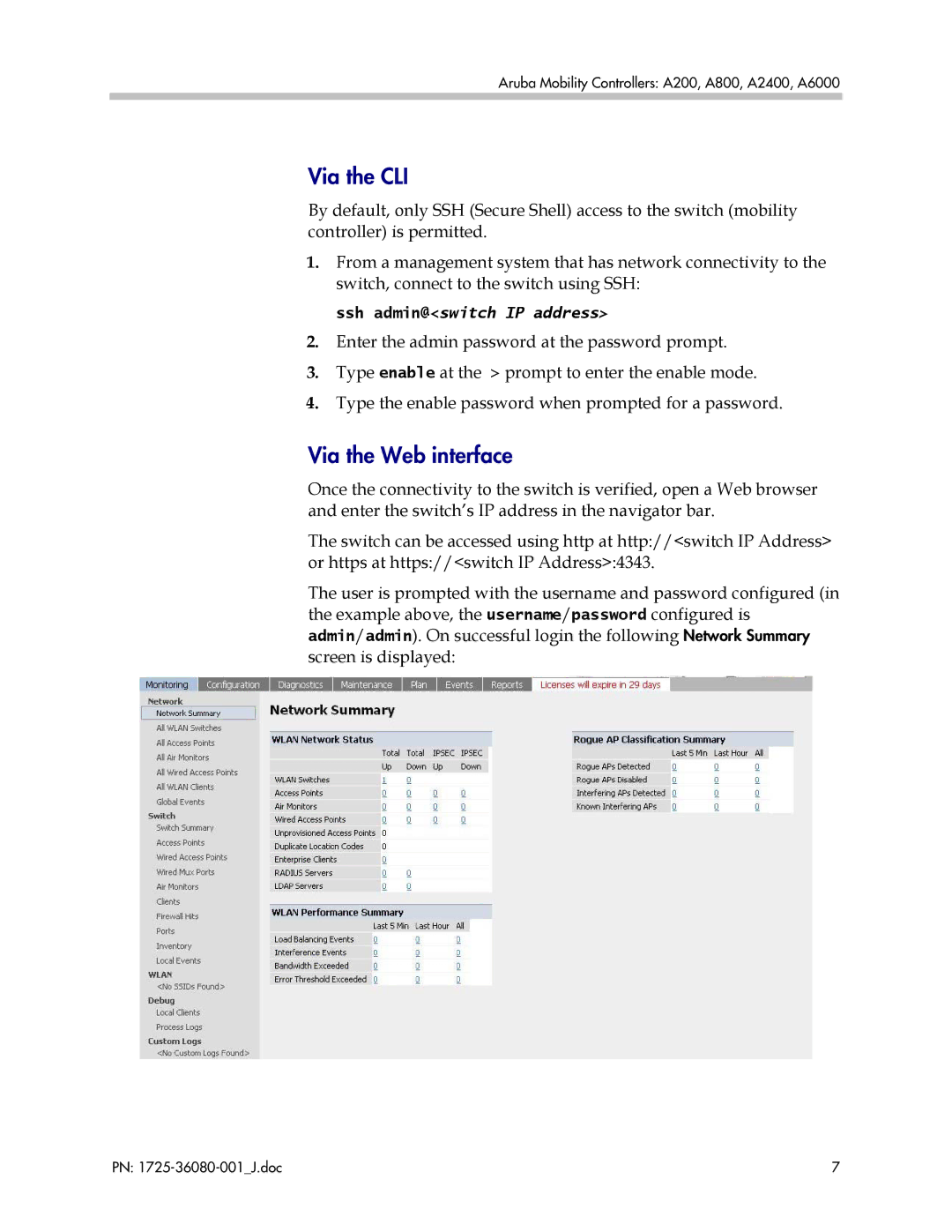 Polycom A2400, A200, A6000, A800 manual Via the CLI, Via the Web interface 