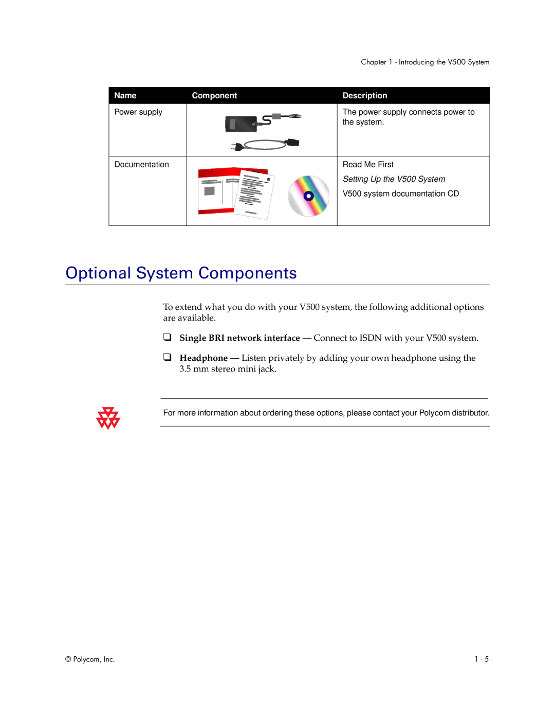 Polycom Audio and Video manual Optional System Components 