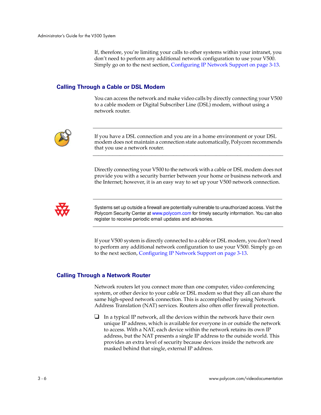 Polycom Audio and Video manual Calling Through a Cable or DSL Modem 