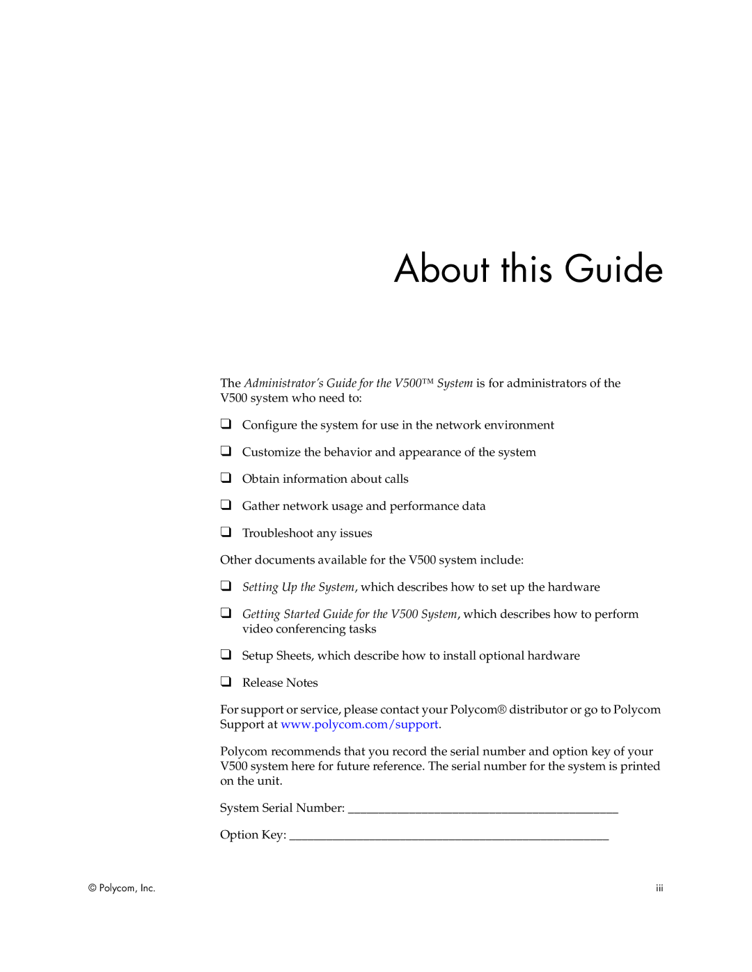 Polycom Audio and Video manual About this Guide 