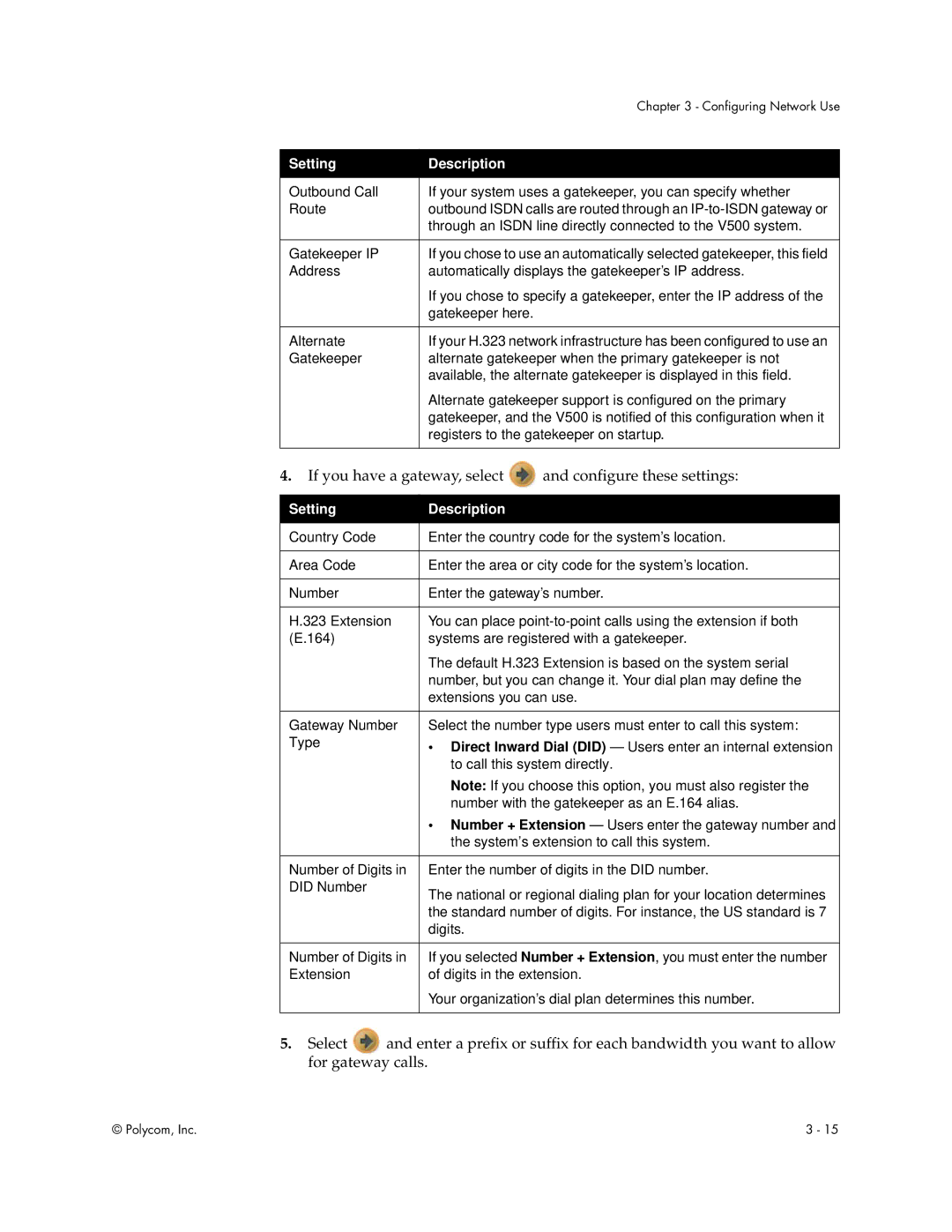 Polycom Audio and Video manual If you have a gateway, select and configure these settings 