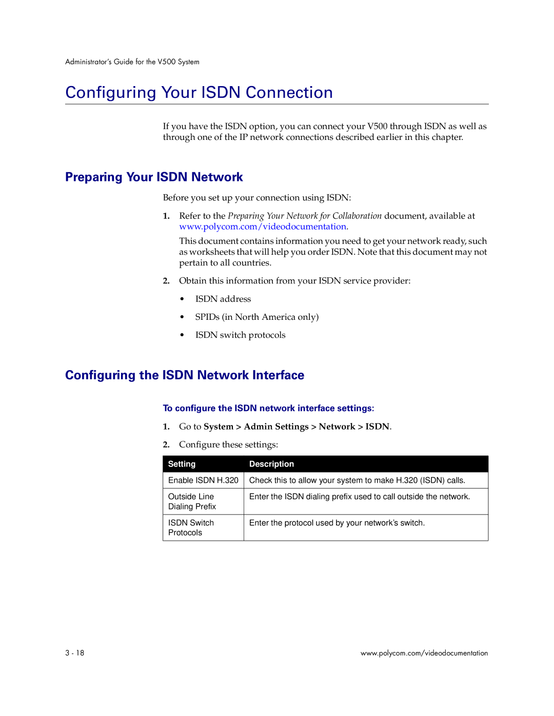 Polycom Audio and Video manual Configuring Your Isdn Connection, Preparing Your Isdn Network 