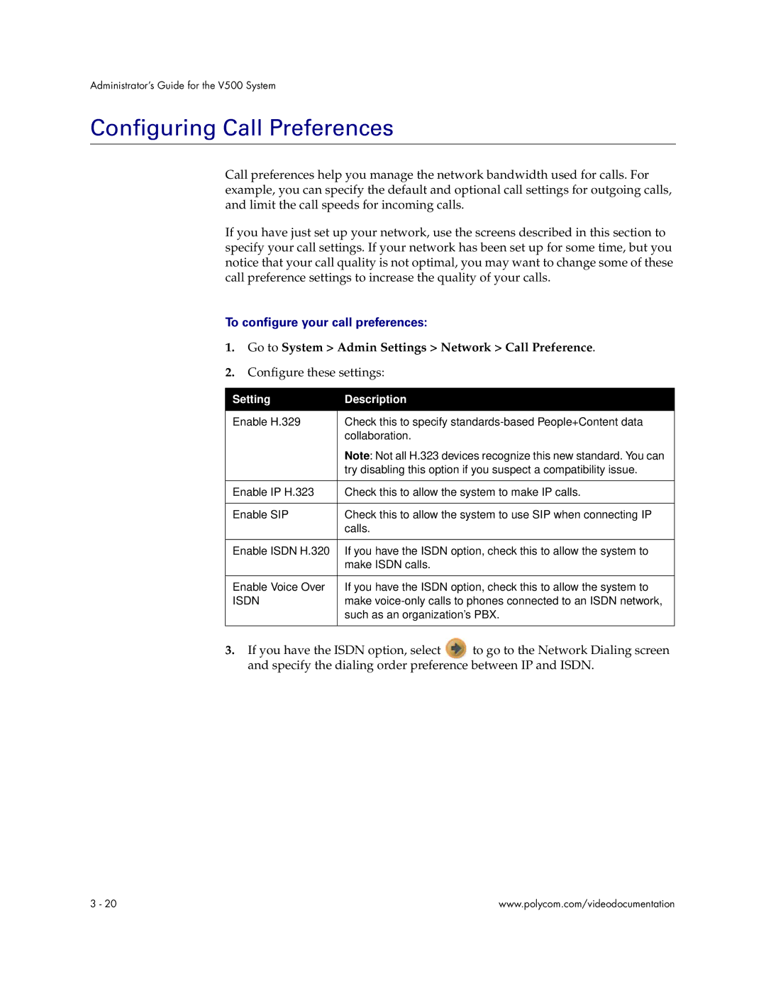 Polycom Audio and Video manual Configuring Call Preferences, To configure your call preferences 