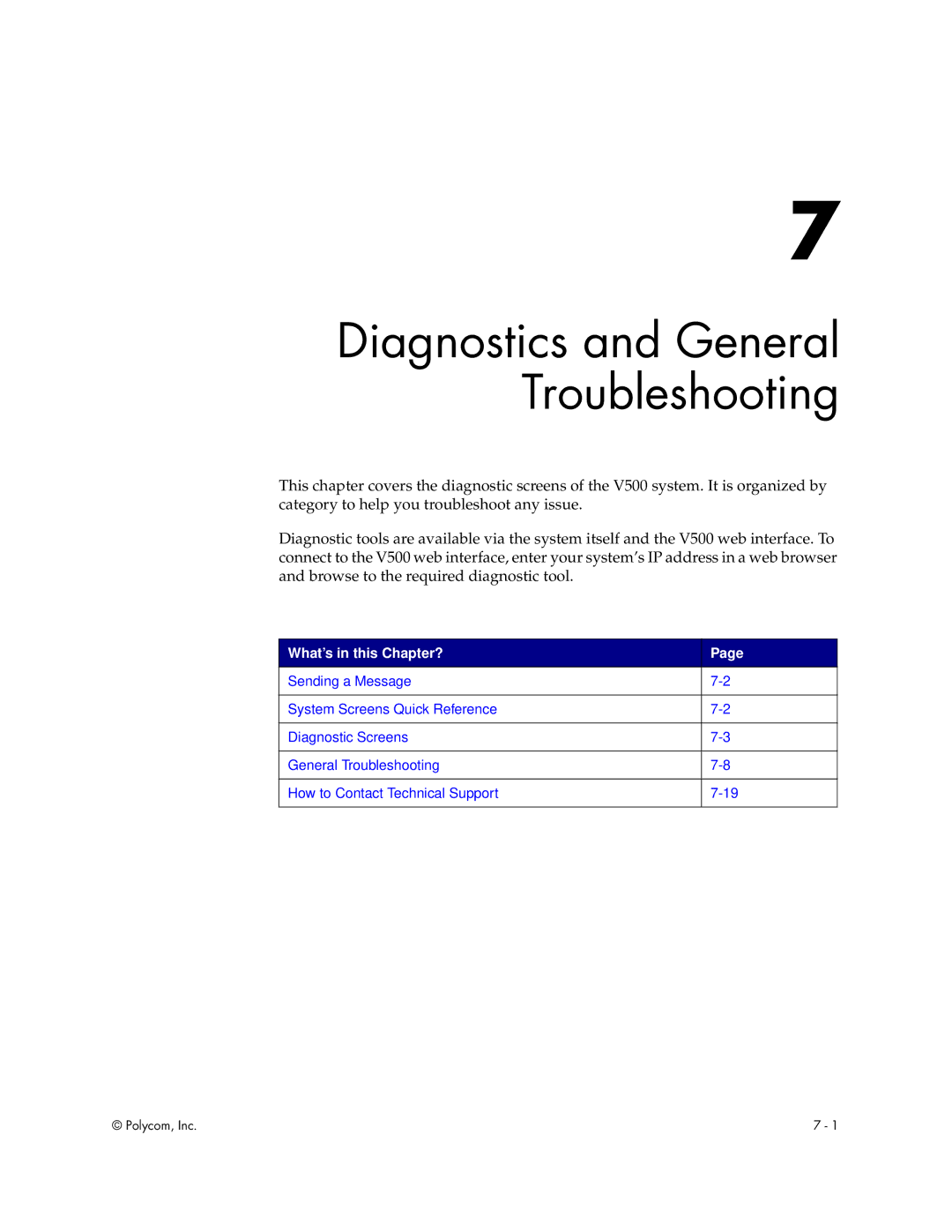 Polycom Audio and Video manual Diagnostics and General Troubleshooting, What’s in this Chapter? 