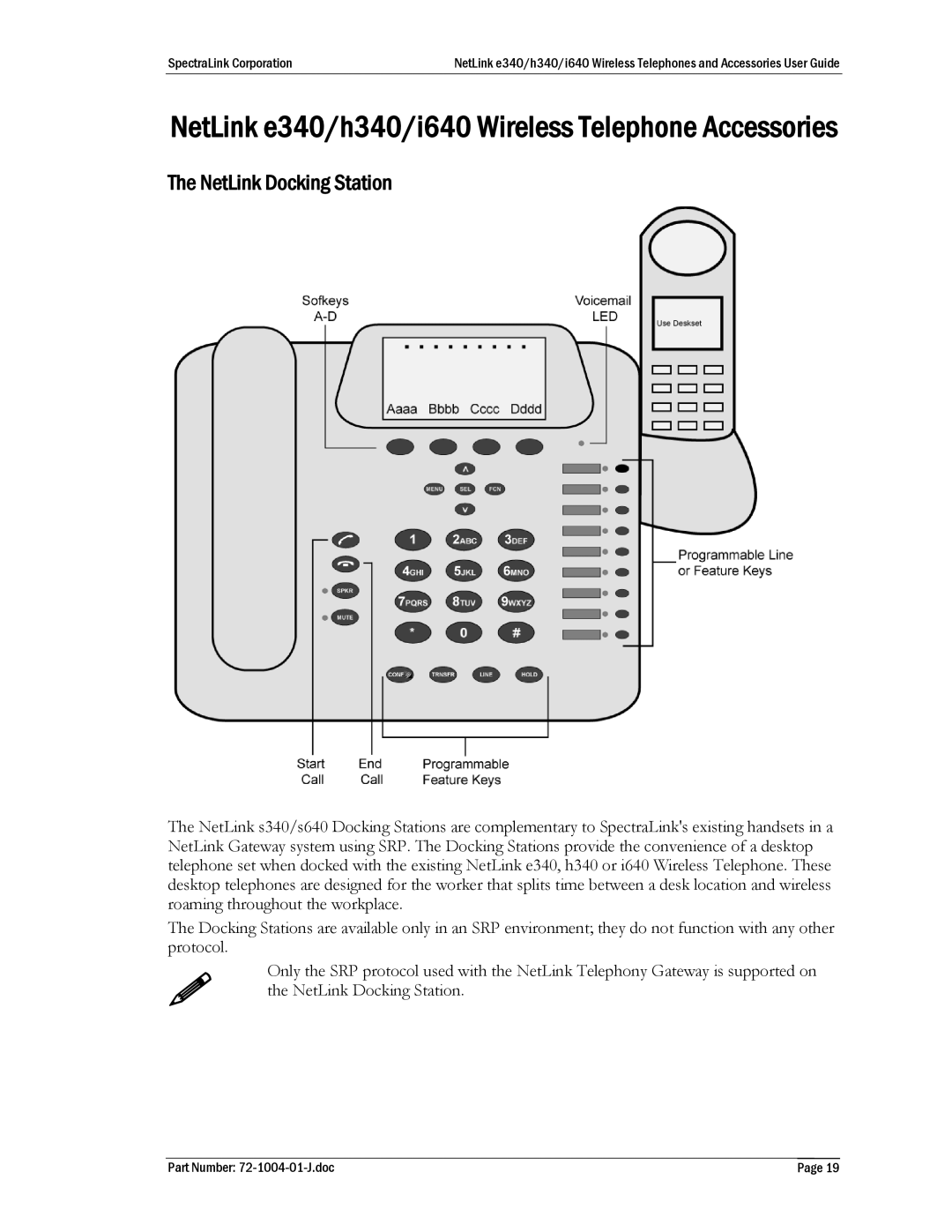 Polycom GCX100, BPX100, GCN100, DCX200, DCX100 NetLink e340/h340/i640 Wireless Telephone Accessories, NetLink Docking Station 