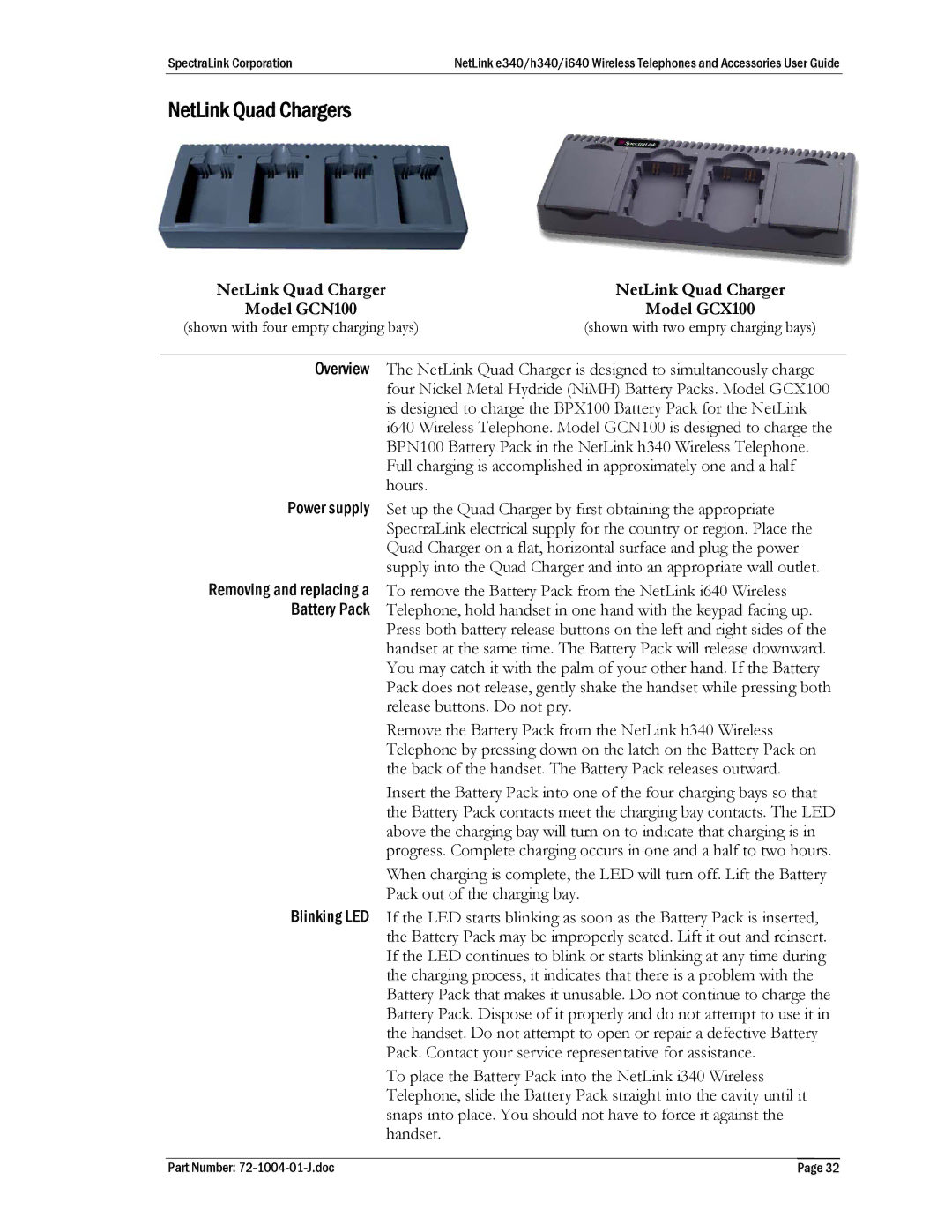 Polycom DCE200, BPX100, DCX200, DCX100, BPN100, s640 NetLink Quad Chargers, NetLink Quad Charger Model GCN100 Model GCX100 