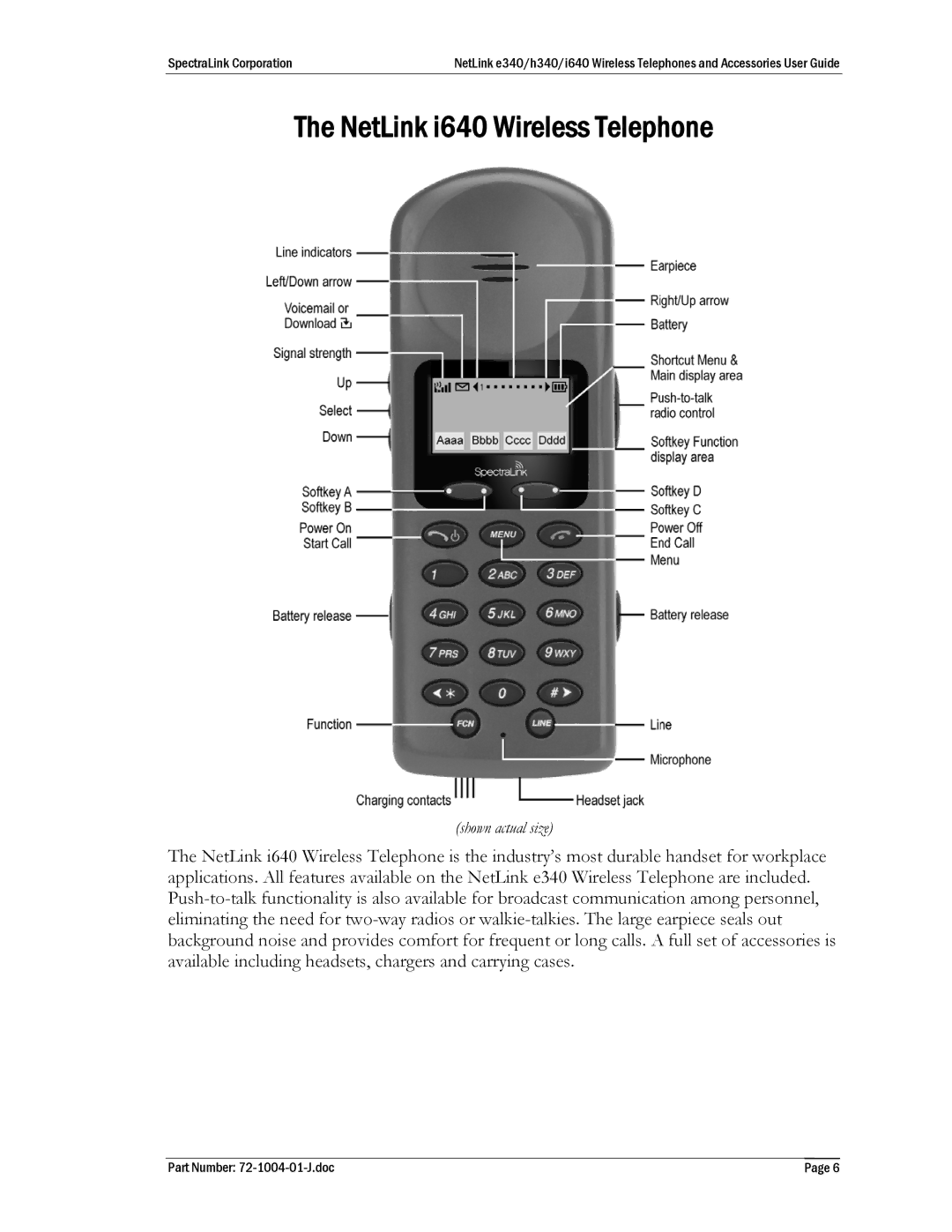 Polycom s340, BPX100, GCN100, DCX200, DCX100, BPN100, s640, 72-1004-01, GCX100, DCN200, DCE200 manual NetLink i640 Wireless Telephone 