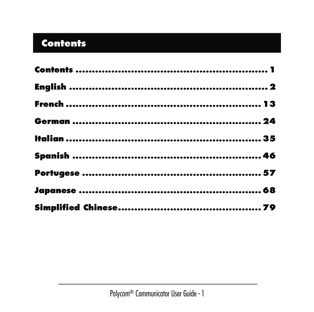 Polycom C100 manual Contents 