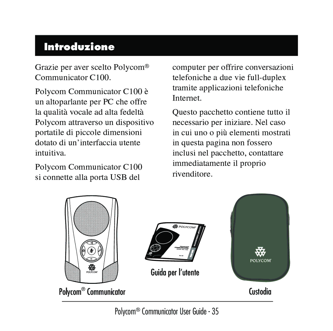 Polycom C100 manual Introduzione 