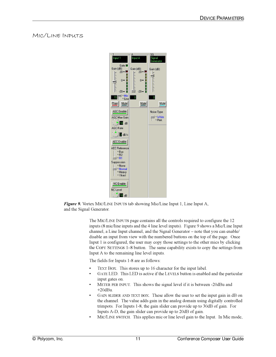 Polycom CCUG-0100-01 manual MIC/LINE Inputs 