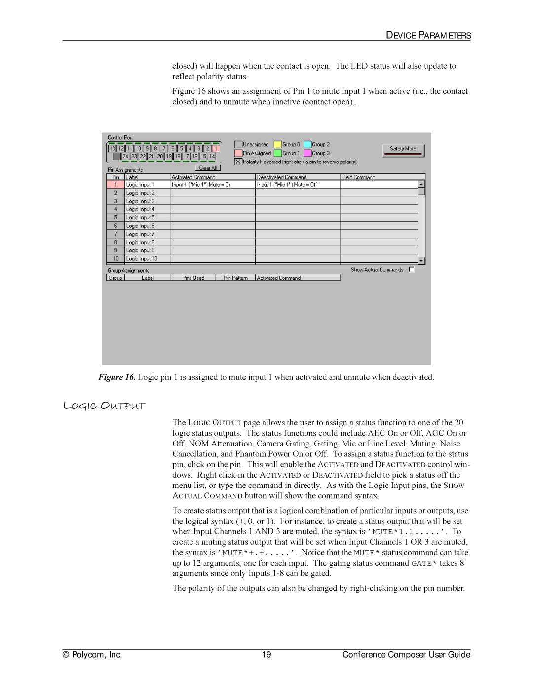 Polycom CCUG-0100-01 manual Logic Output 