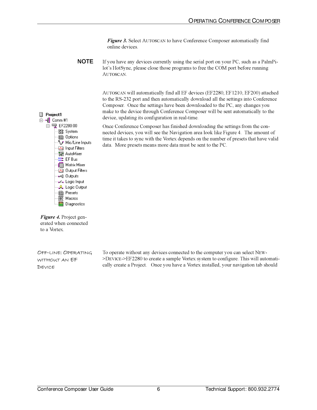 Polycom CCUG-0100-01 manual Project gen- erated when connected to a Vortex, OFF-LINE Operating Without AN EF Device 