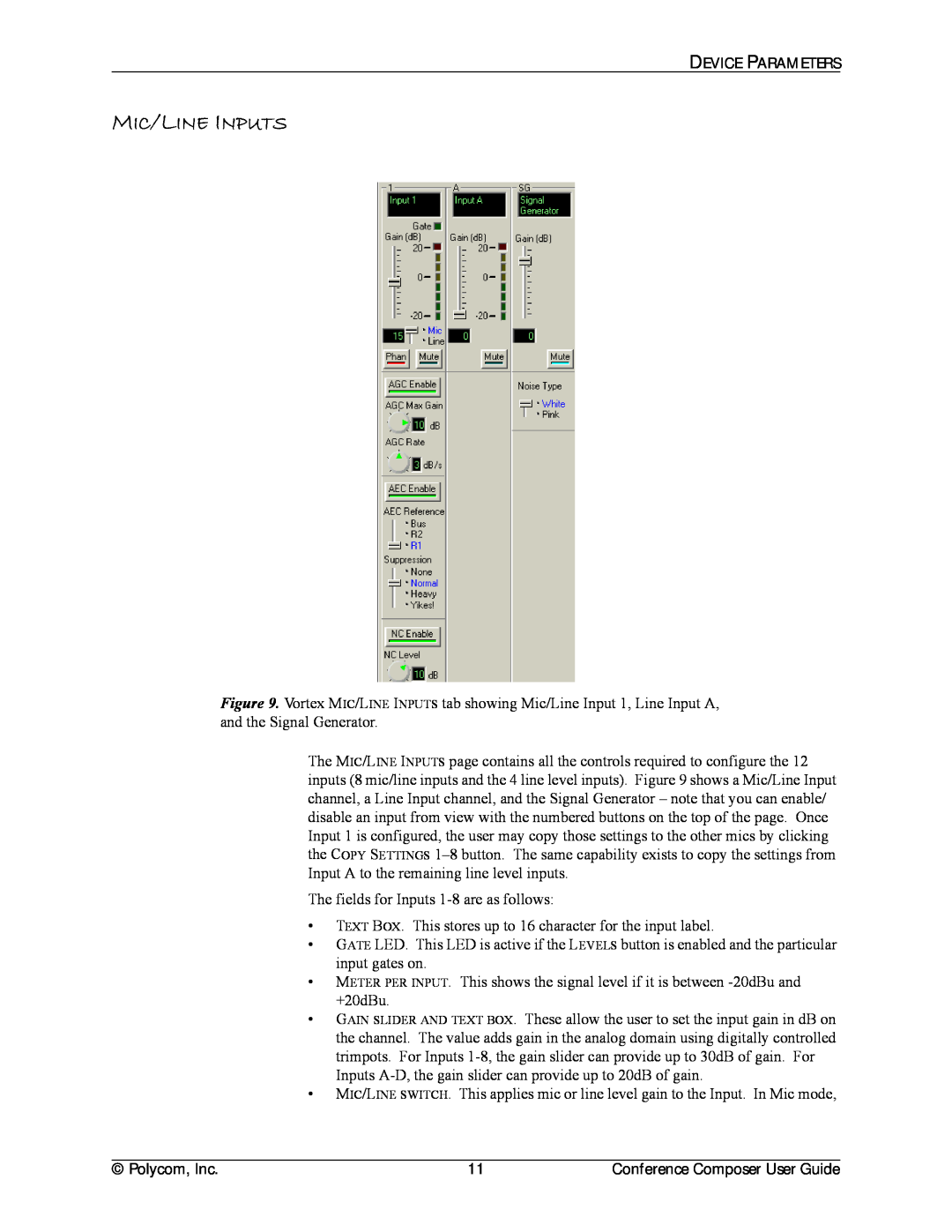 Polycom CCUG-0100-01 manual Mic/Line Inputs 