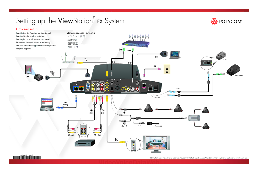 Polycom CRT Television manual Optional setup, Xvga Oioi, Quad BRI 