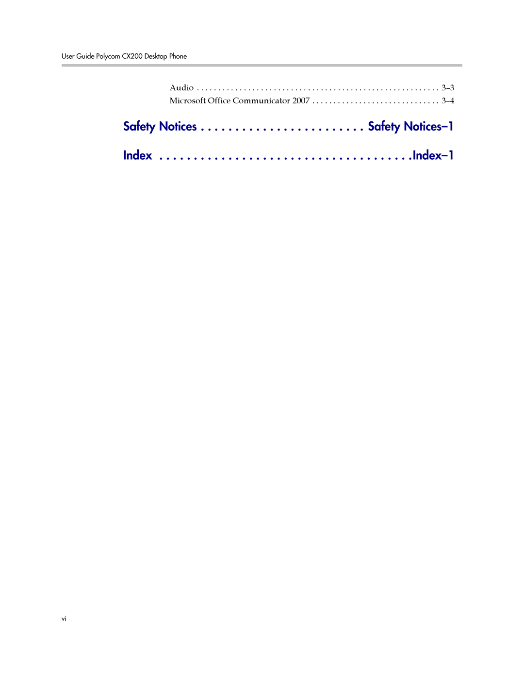 Polycom CX200 manual Audio -3 Microsoft Office Communicator 2007 