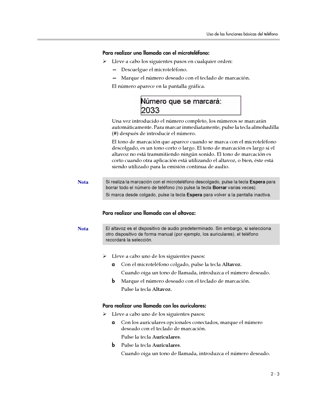 Polycom CX300 manual Para realizar una llamada con el microteléfono 