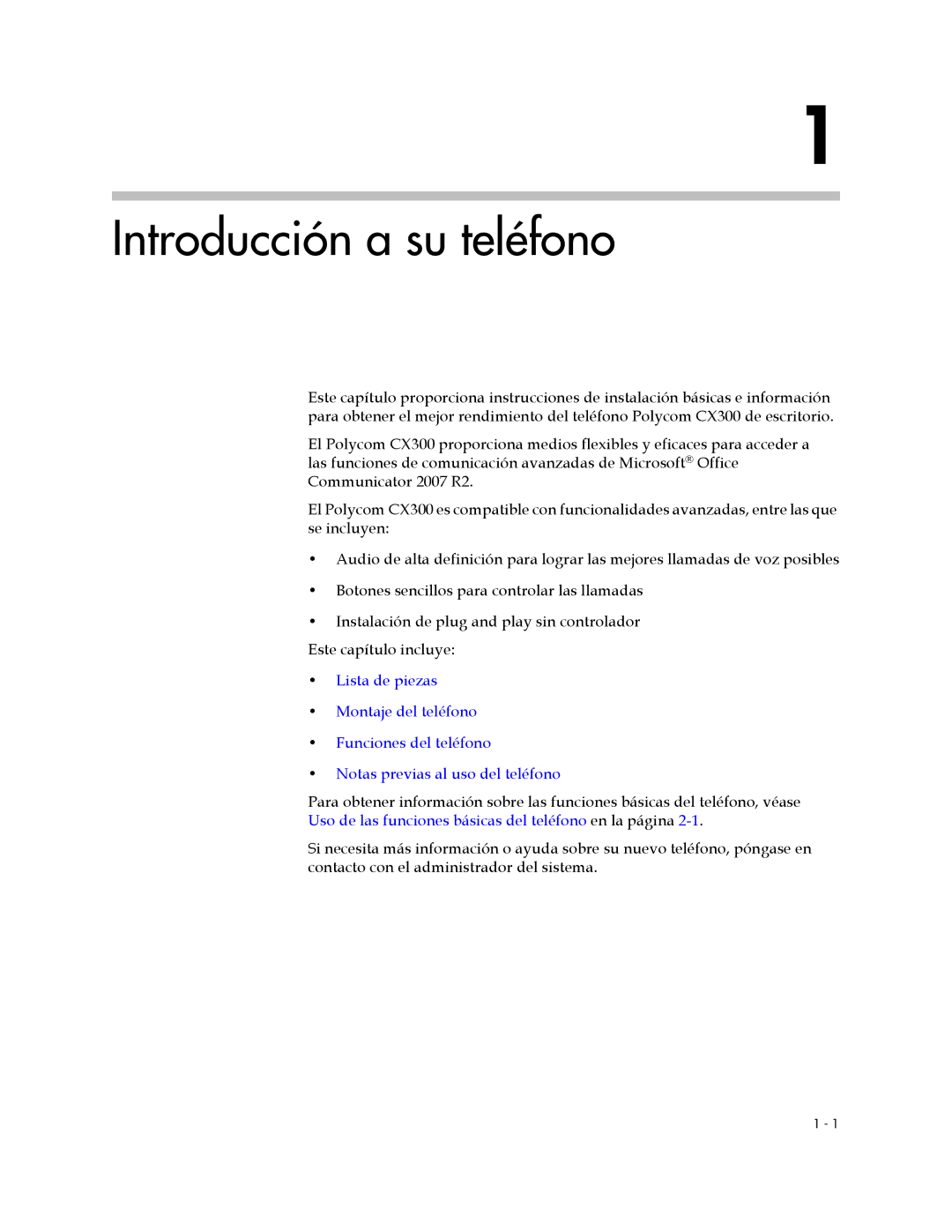 Polycom CX300 manual Introducción a su teléfono 