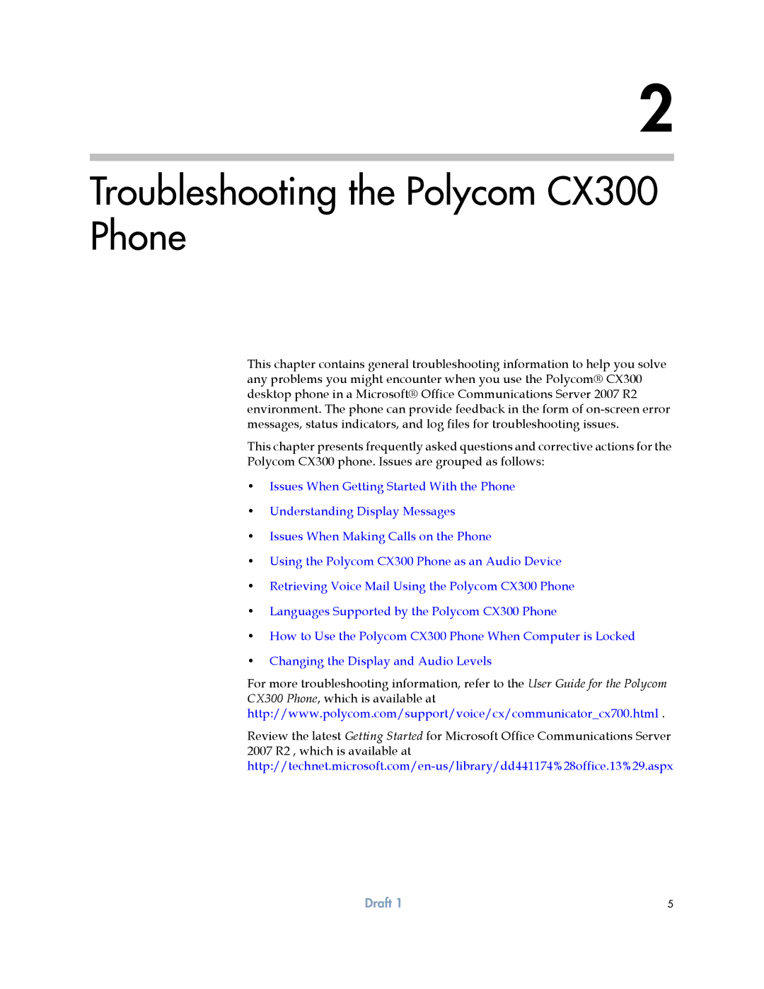 Polycom manual Troubleshooting the Polycom CX300 Phone 