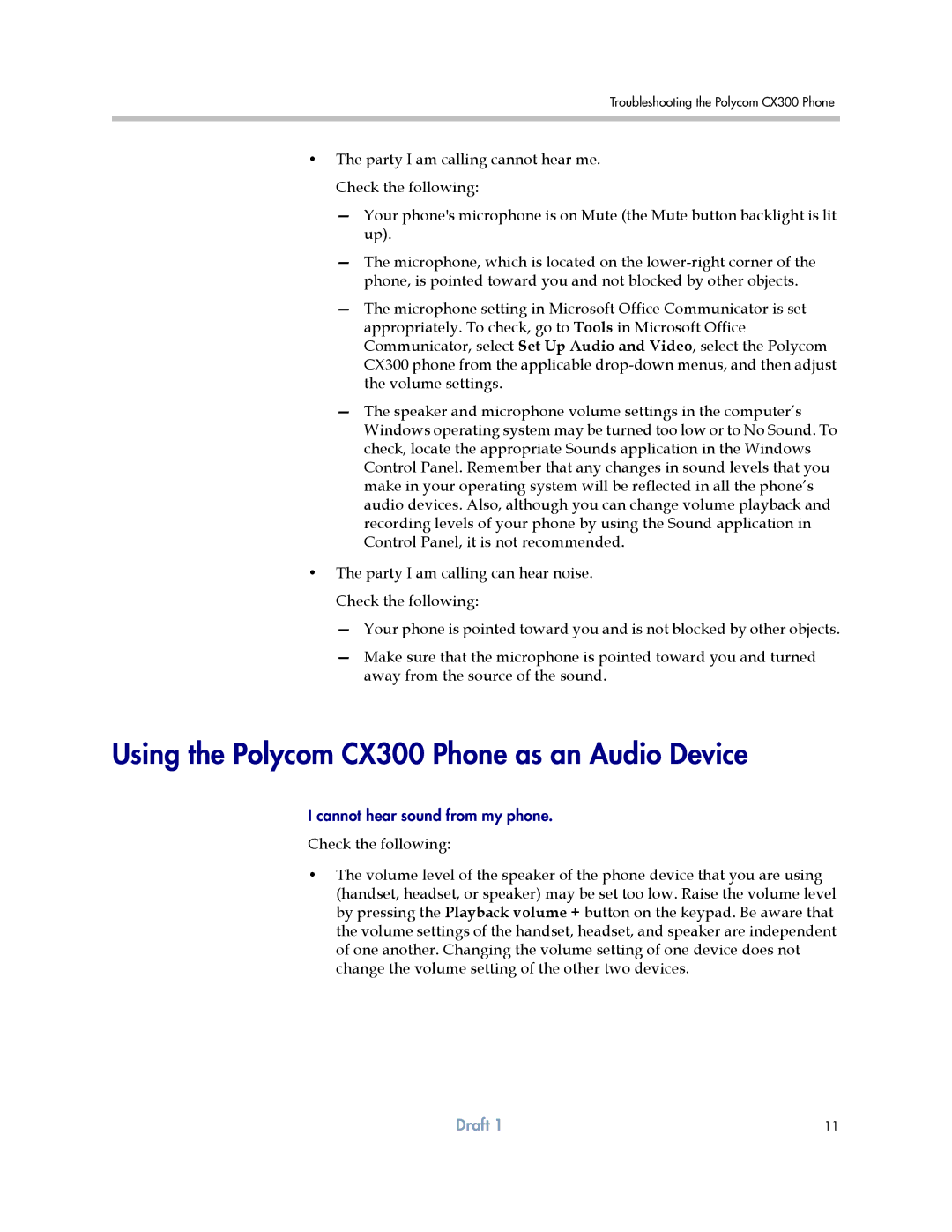 Polycom manual Using the Polycom CX300 Phone as an Audio Device 