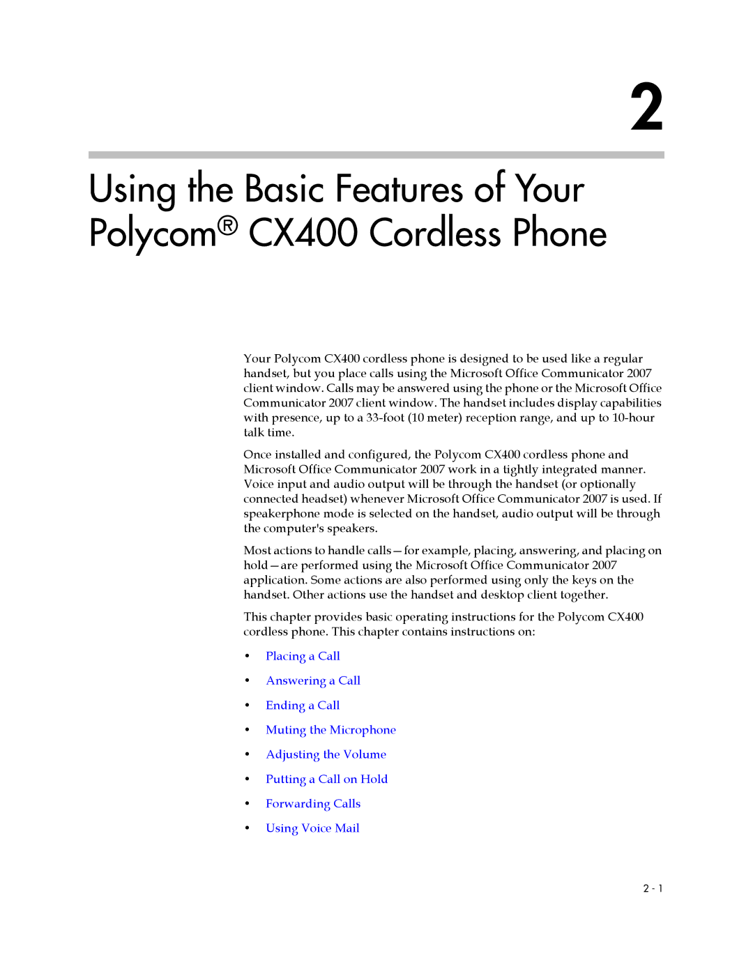 Polycom CX400 manual 