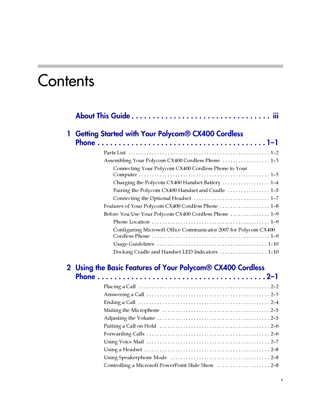 Polycom CX400 manual Contents 