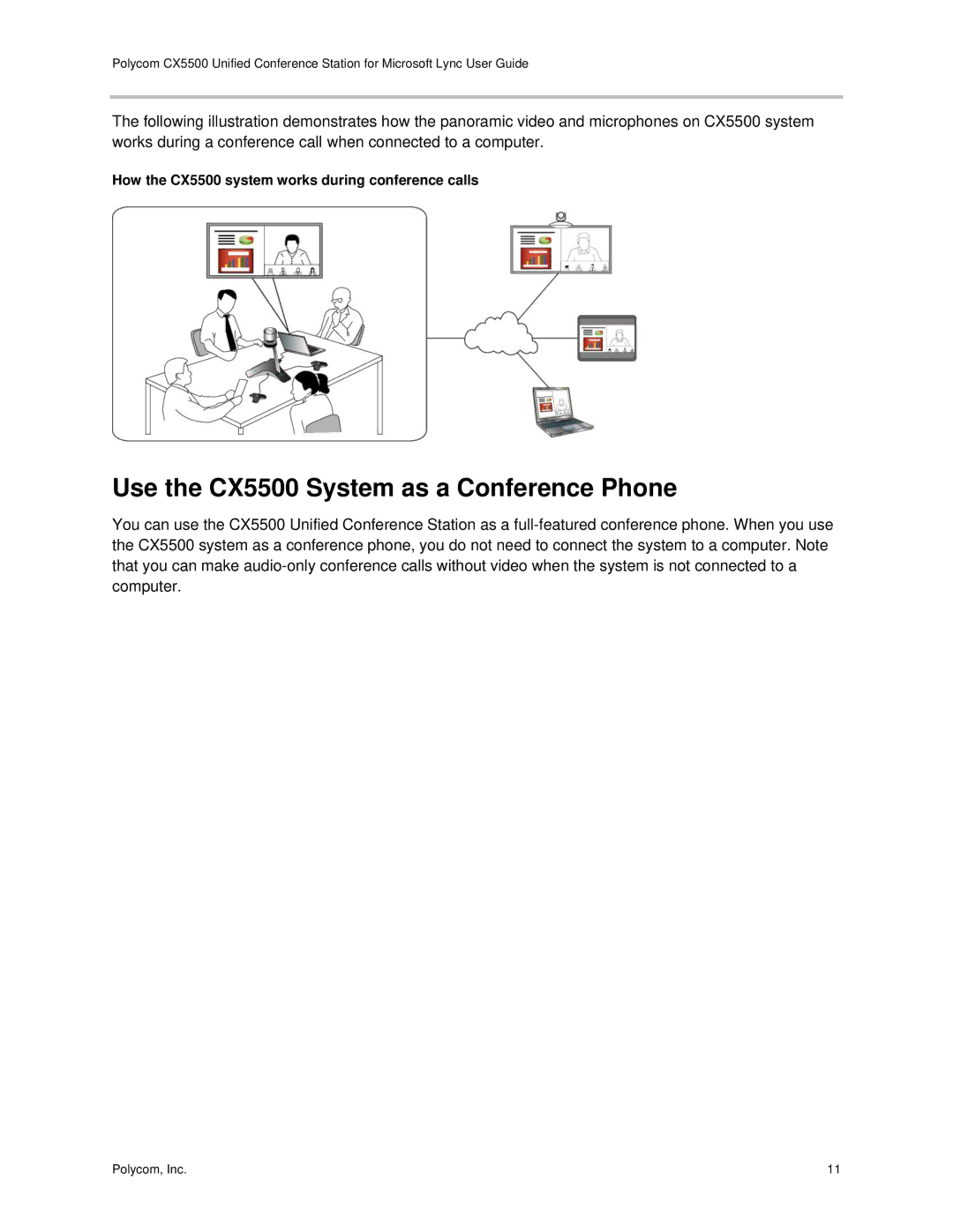 Polycom manual Use the CX5500 System as a Conference Phone, How the CX5500 system works during conference calls 