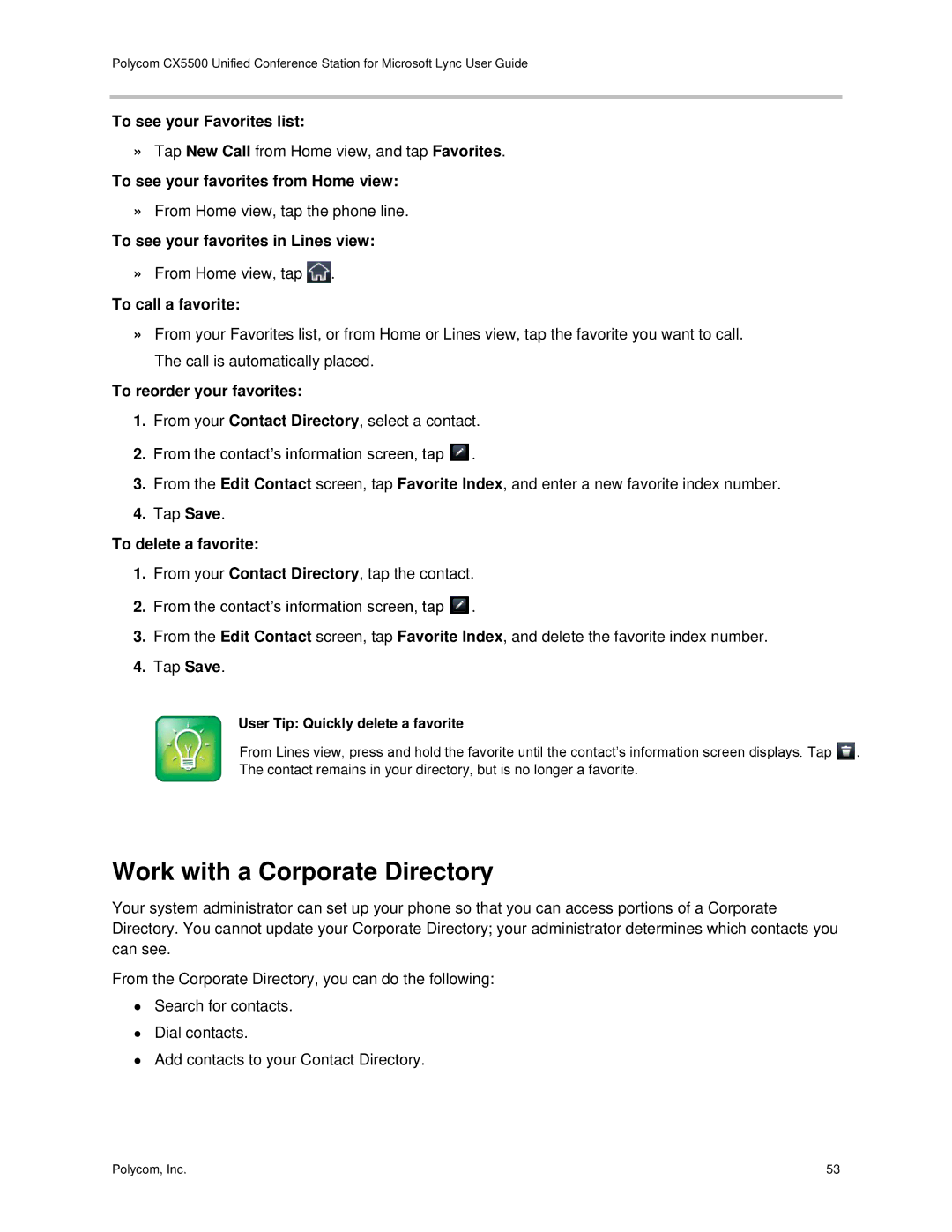 Polycom CX5500 manual Work with a Corporate Directory 