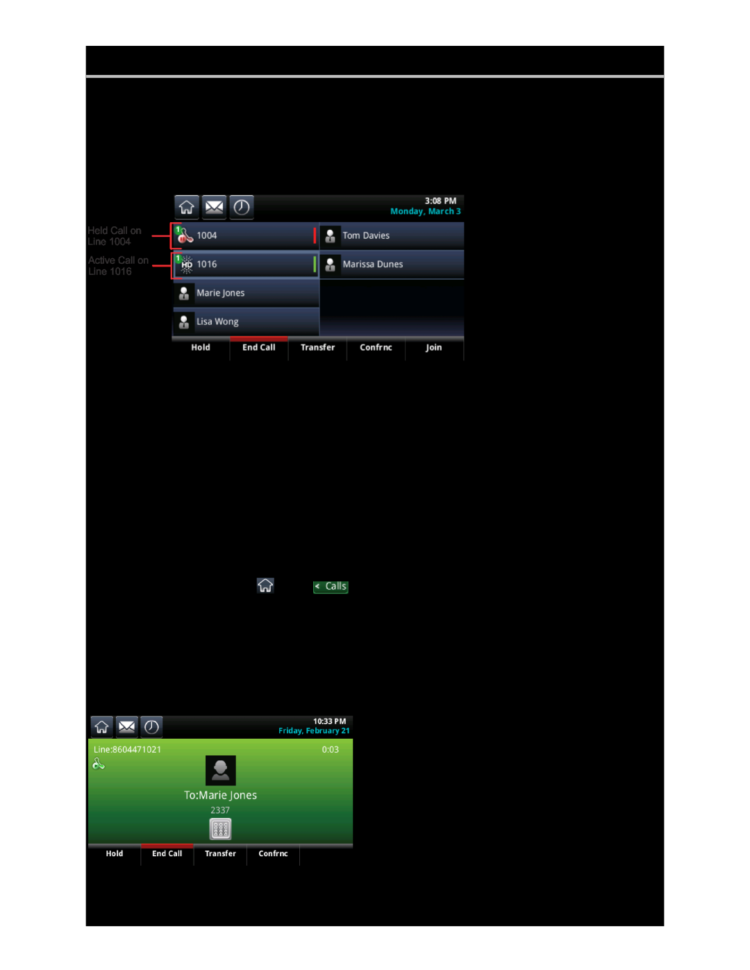 Polycom CX5500 manual Active Call View, To display all your calls, To view Active Call view 