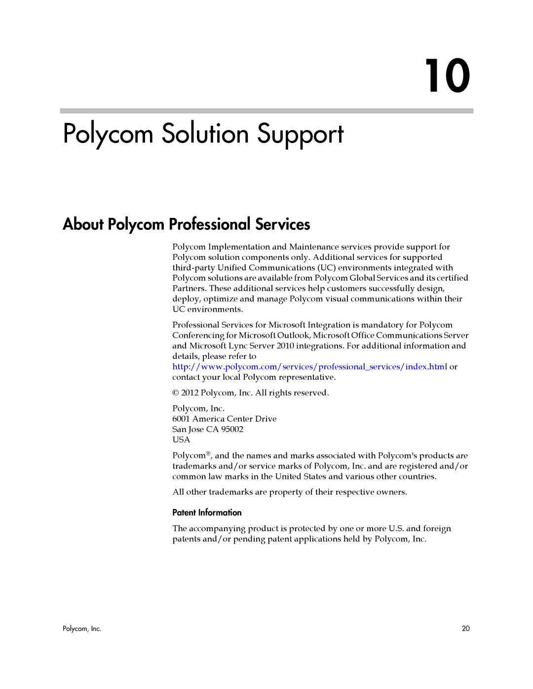 Polycom CX7000 manual Polycom Solution Support, About Polycom Professional Services 