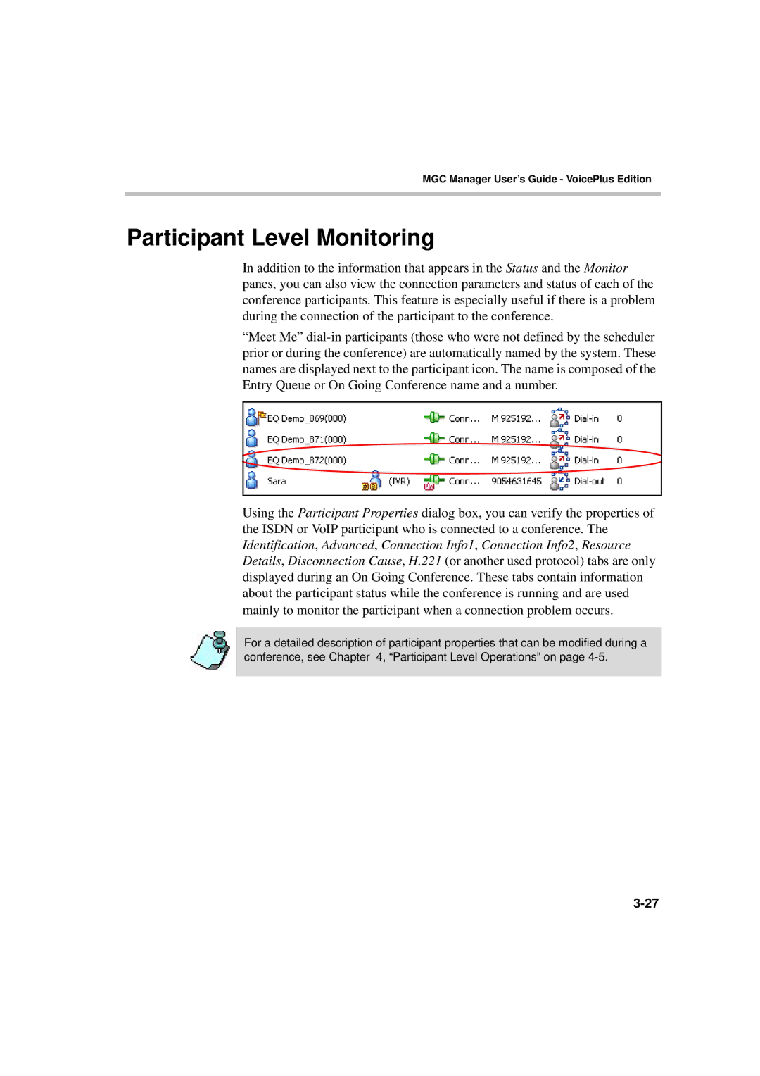 Polycom DOC2066F manual Participant Level Monitoring 