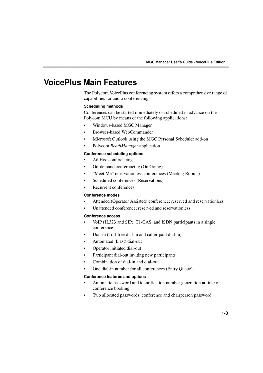 Polycom DOC2066F manual VoicePlus Main Features 