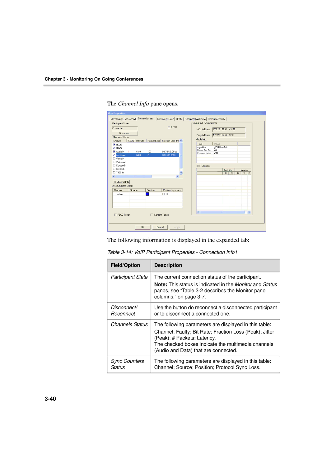 Polycom DOC2066F manual VoIP Participant Properties Connection Info1 