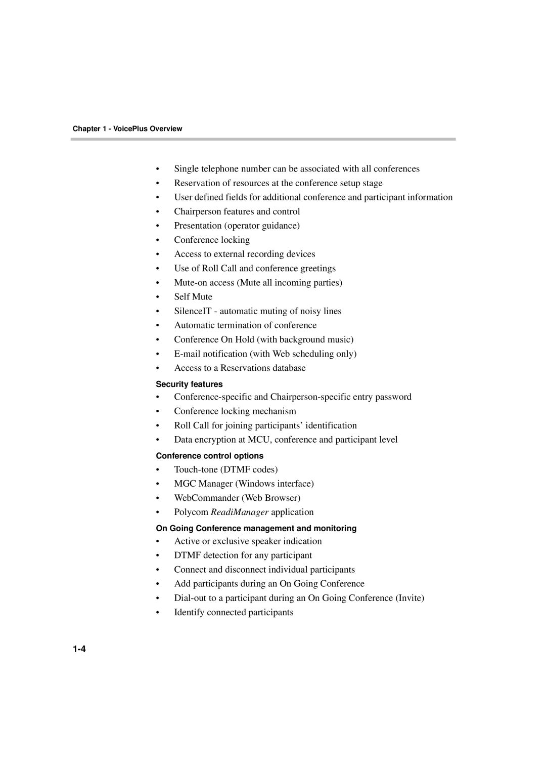 Polycom DOC2066F manual Security features 