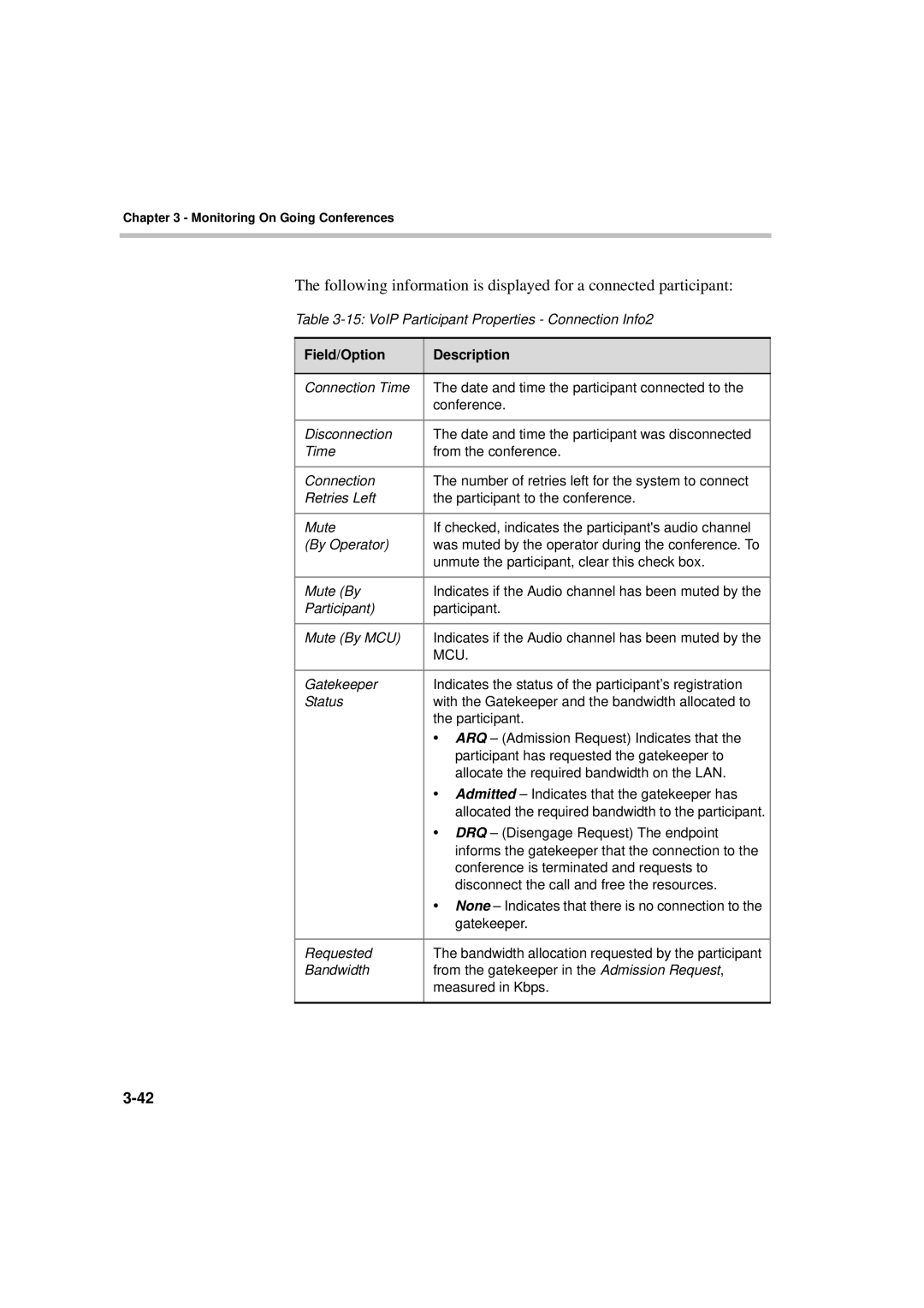 Polycom DOC2066F manual VoIP Participant Properties Connection Info2 