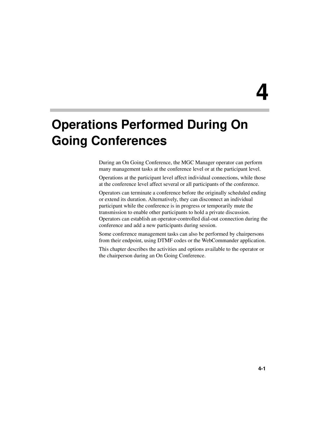 Polycom DOC2066F manual Operations Performed During On Going Conferences 