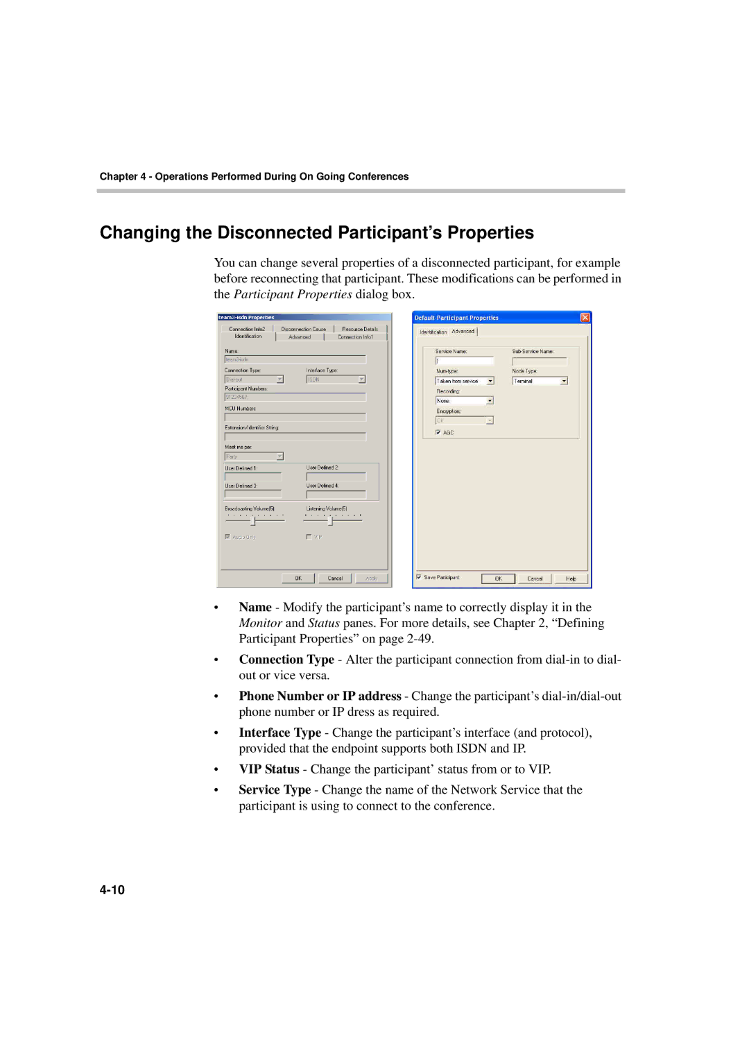 Polycom DOC2066F manual Changing the Disconnected Participant’s Properties 