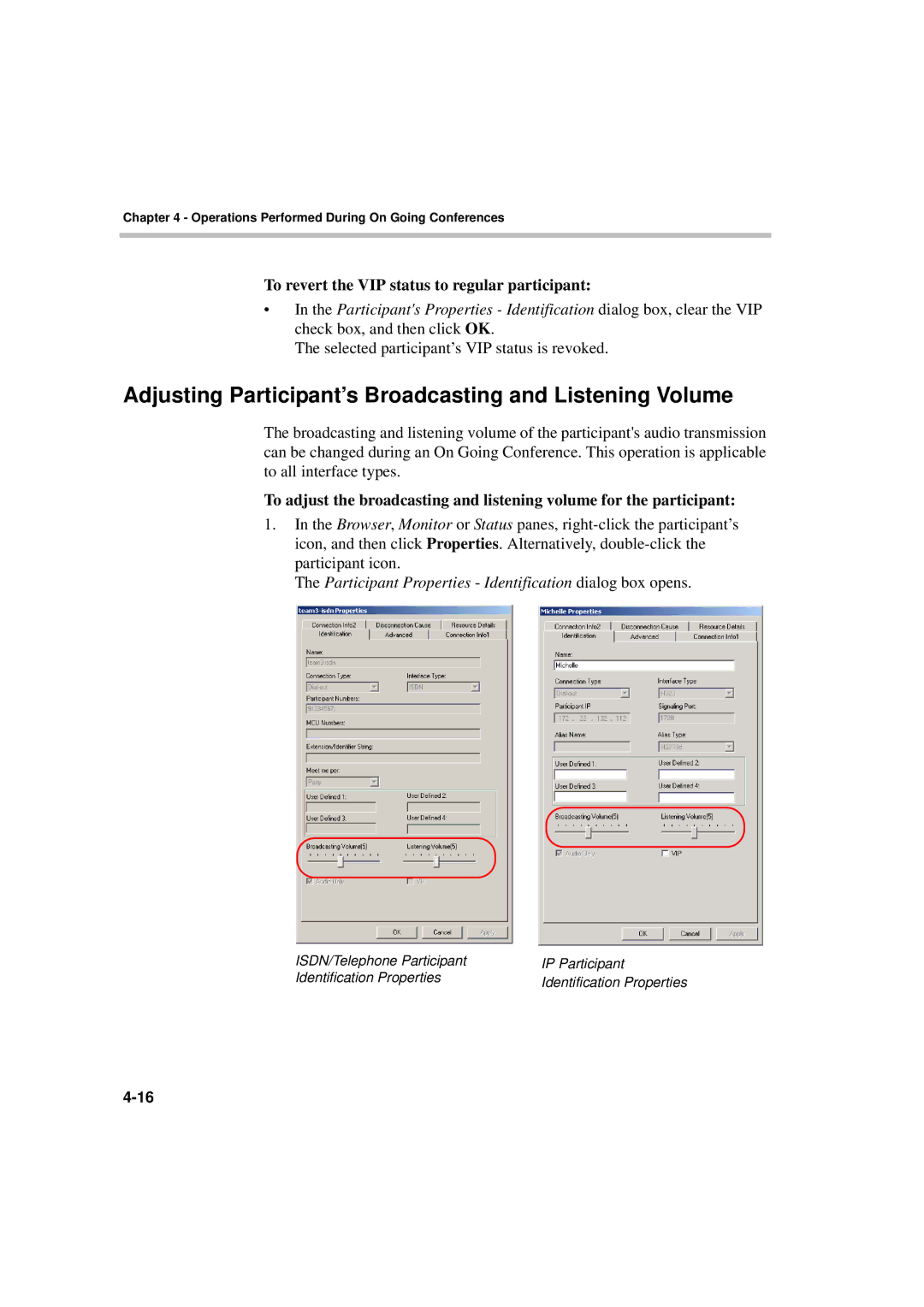 Polycom DOC2066F manual Adjusting Participant’s Broadcasting and Listening Volume 