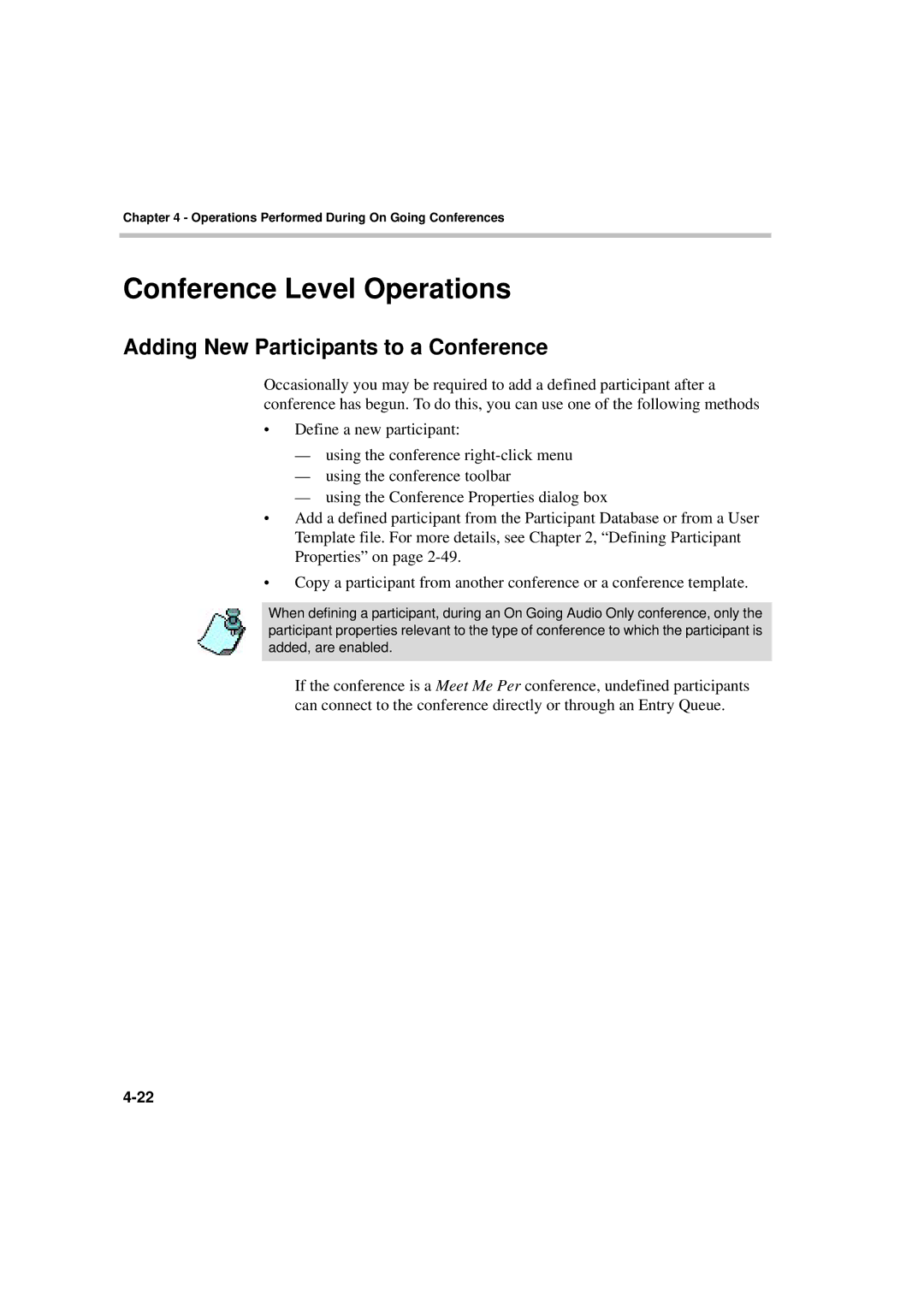 Polycom DOC2066F manual Conference Level Operations, Adding New Participants to a Conference 