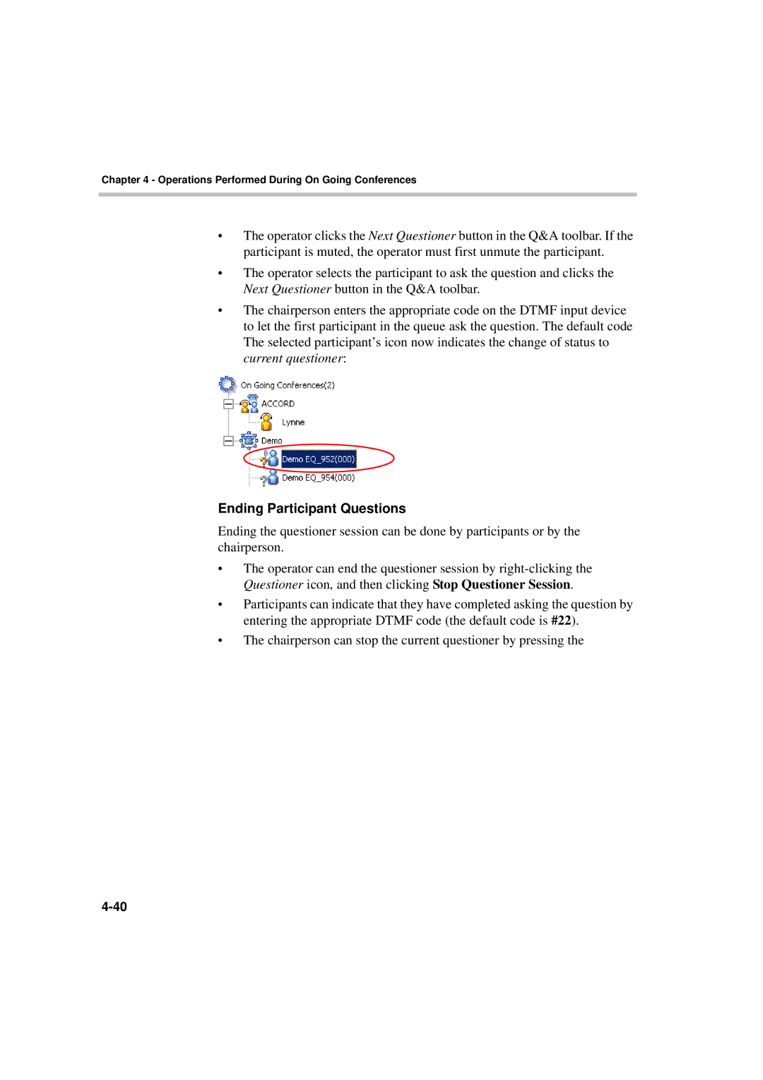 Polycom DOC2066F manual Ending Participant Questions 