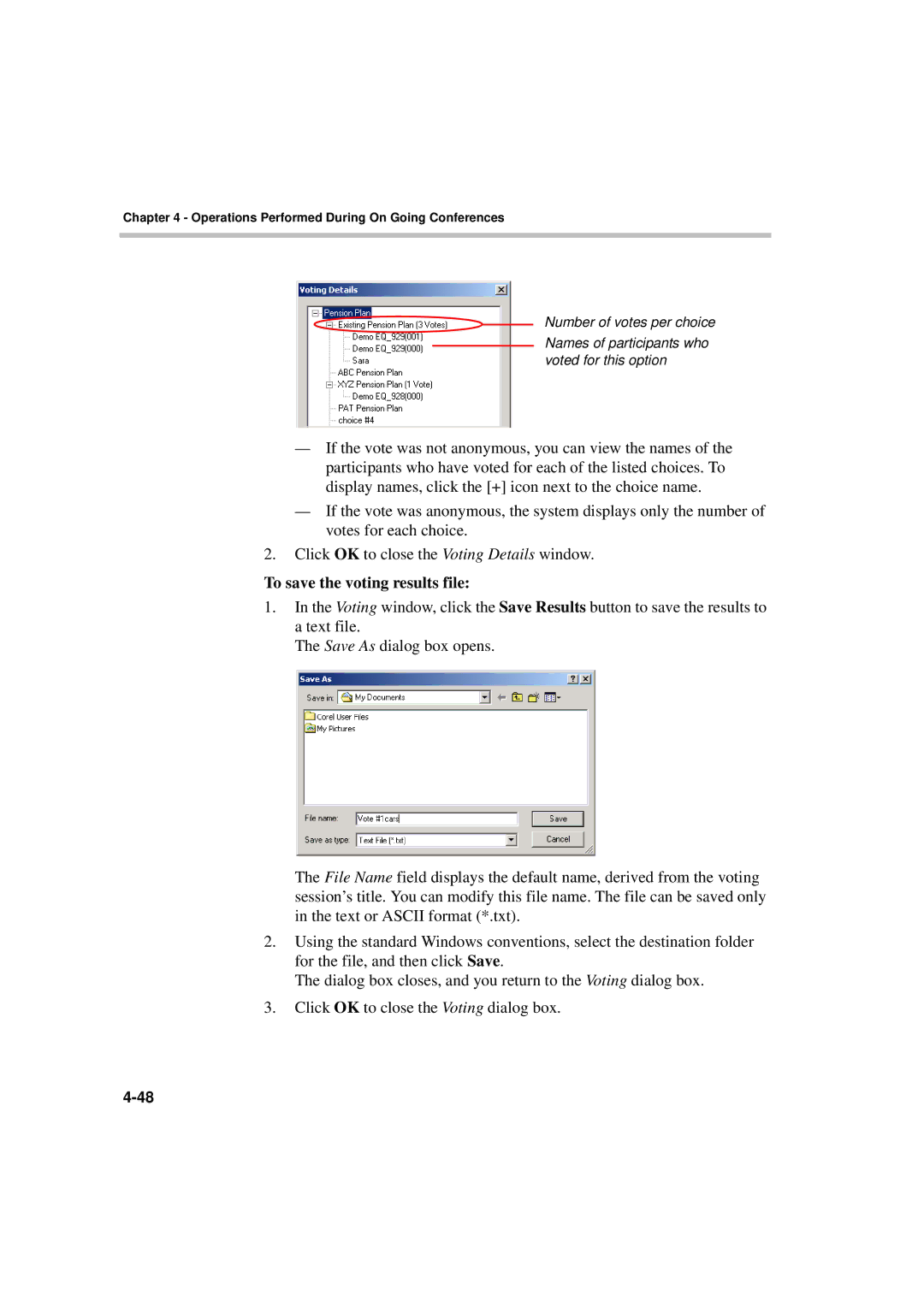 Polycom DOC2066F manual To save the voting results file 